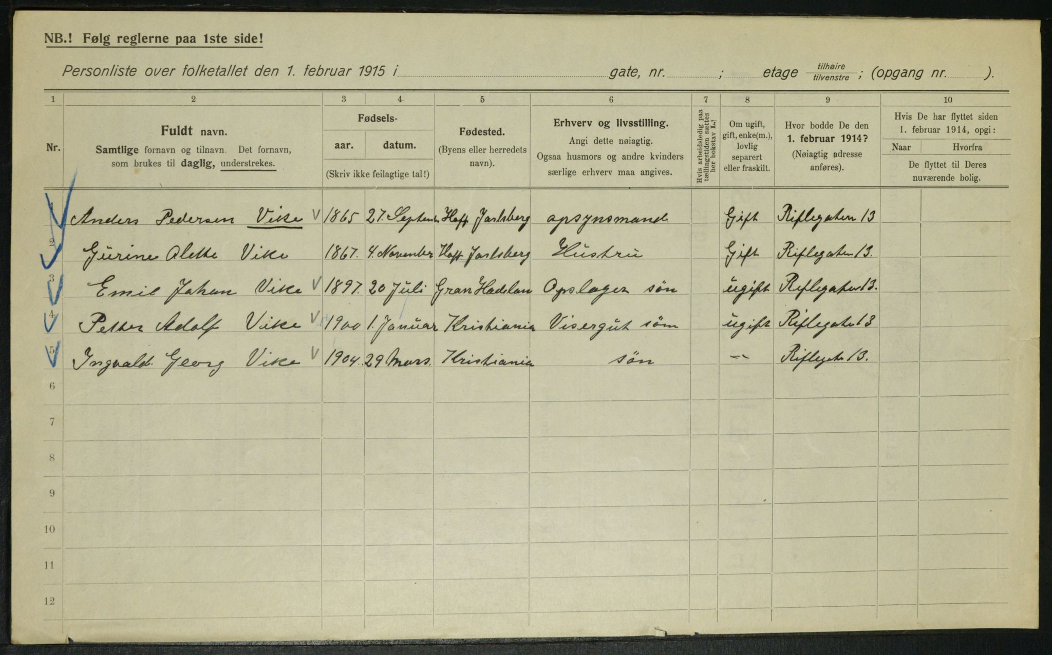 OBA, Kommunal folketelling 1.2.1915 for Kristiania, 1915, s. 82899