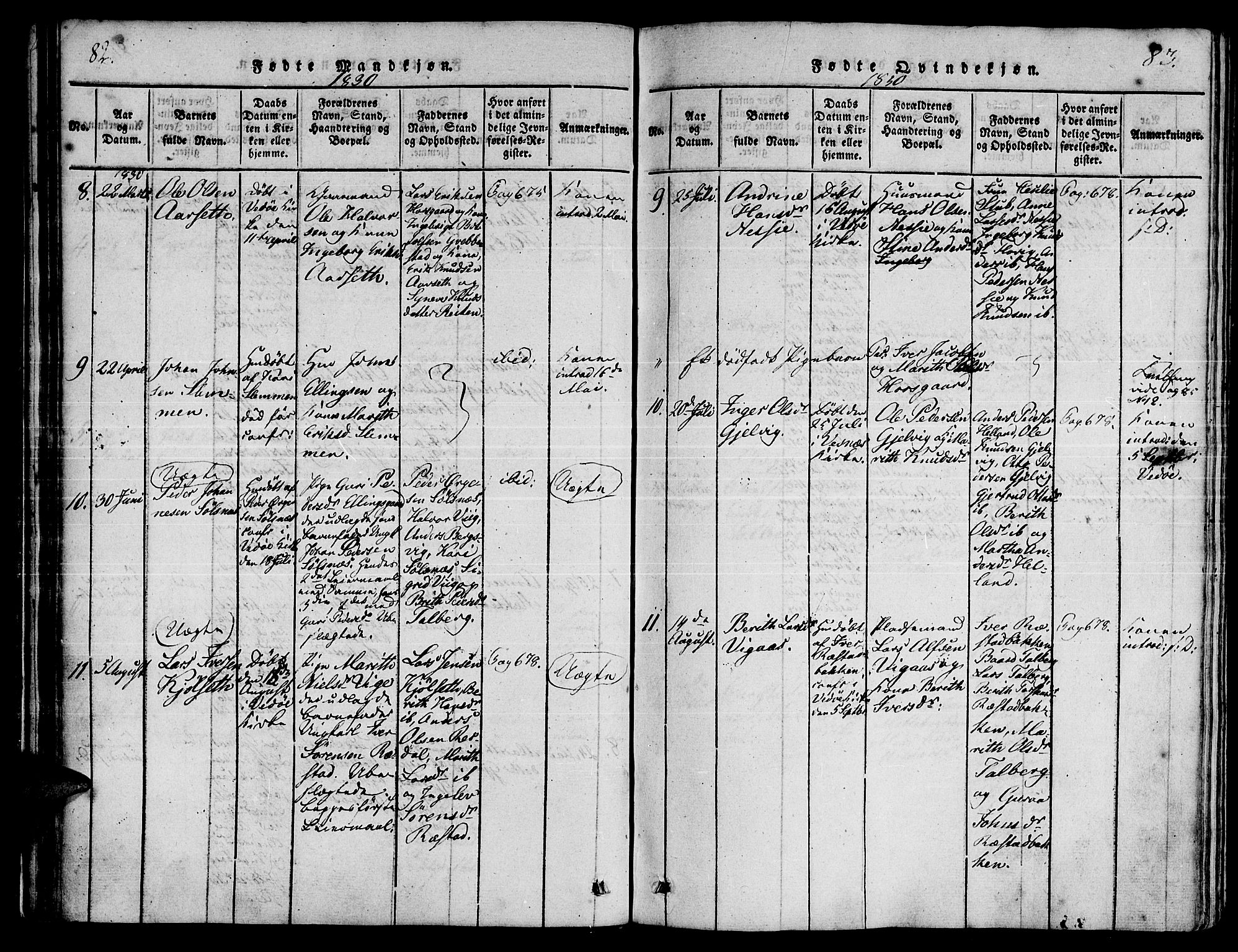 Ministerialprotokoller, klokkerbøker og fødselsregistre - Møre og Romsdal, AV/SAT-A-1454/547/L0602: Ministerialbok nr. 547A04, 1818-1845, s. 82-83