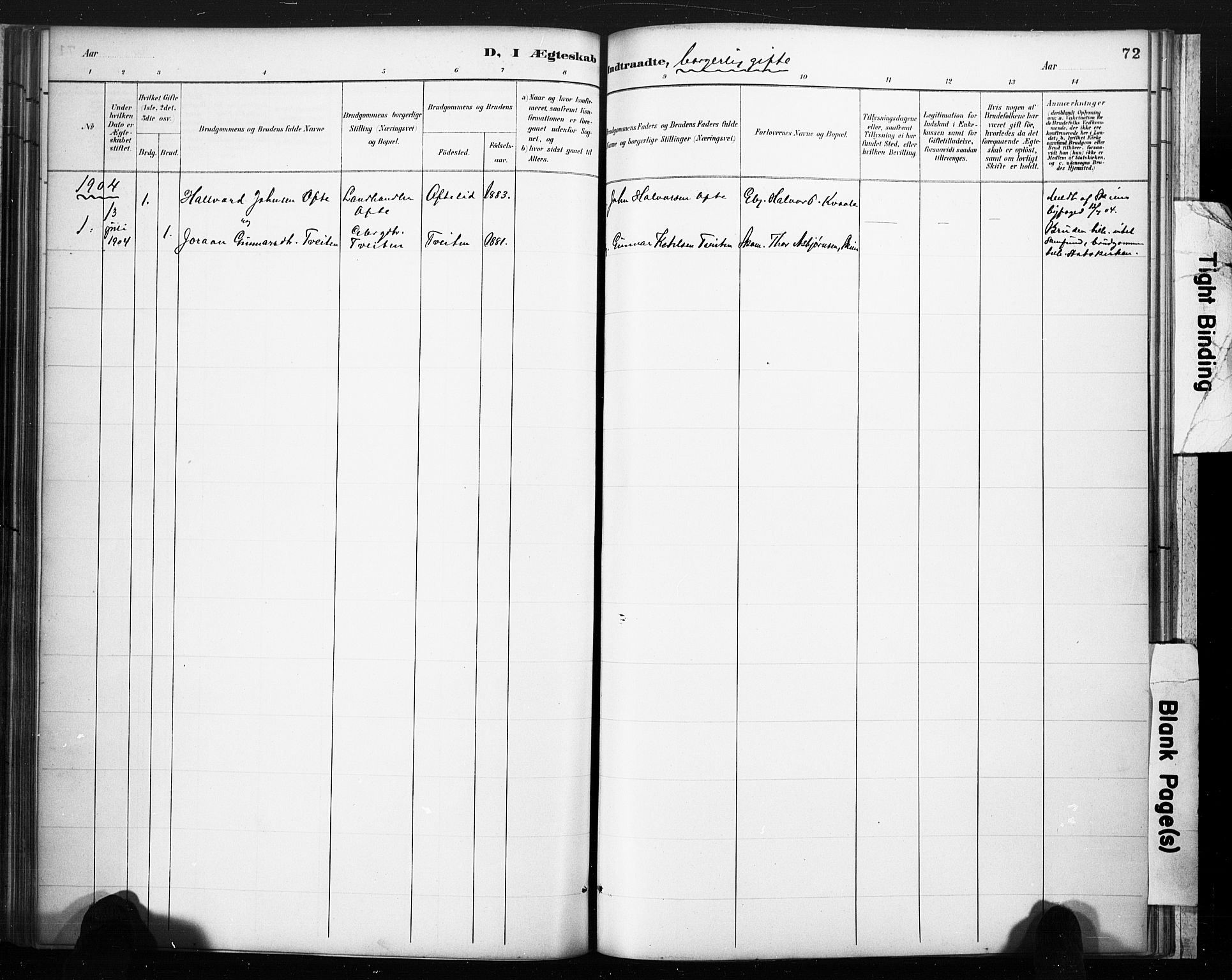 Lårdal kirkebøker, AV/SAKO-A-284/F/Fc/L0002: Ministerialbok nr. III 2, 1887-1906, s. 72