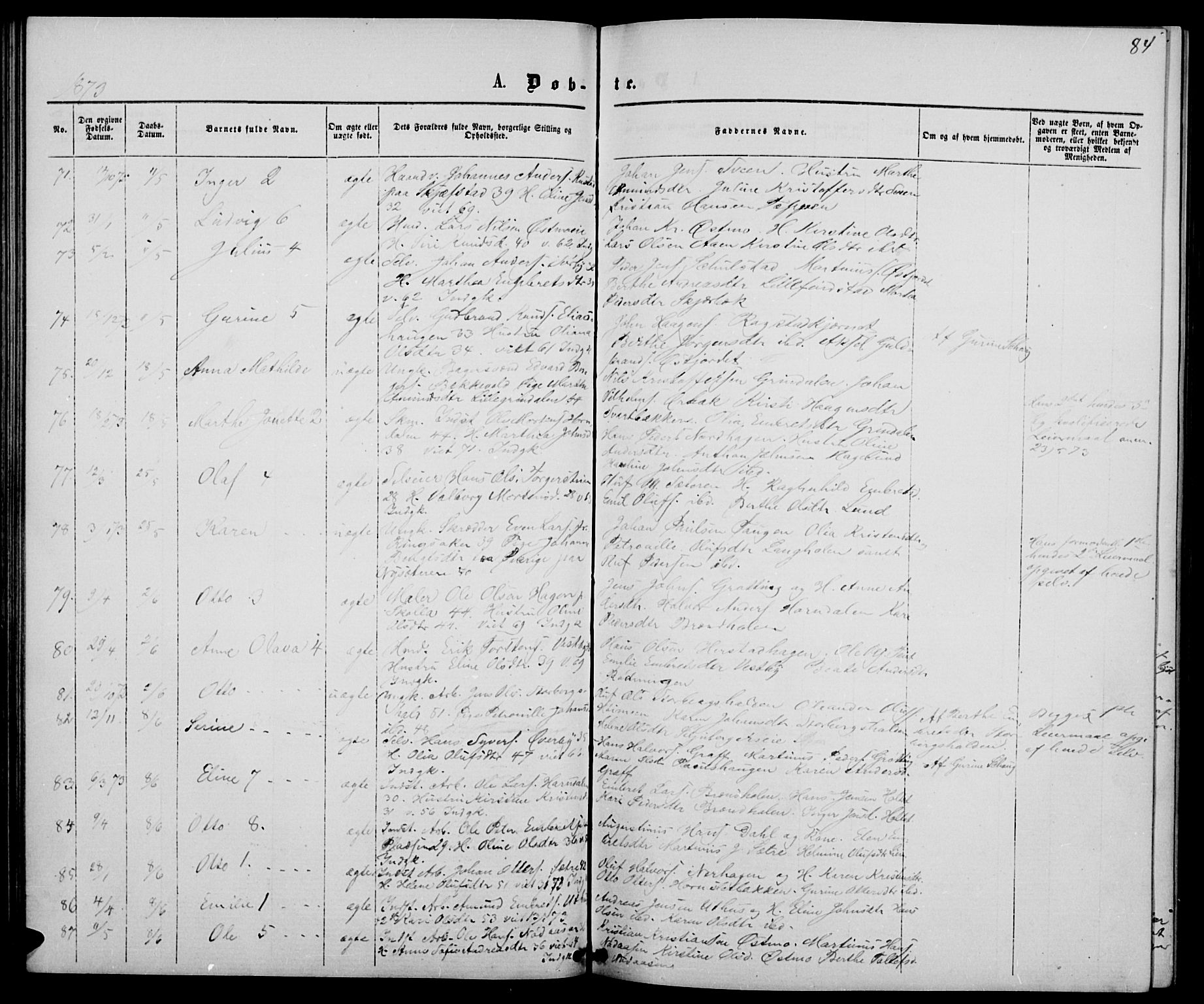 Elverum prestekontor, AV/SAH-PREST-044/H/Ha/Hab/L0004: Klokkerbok nr. 4, 1866-1874, s. 84