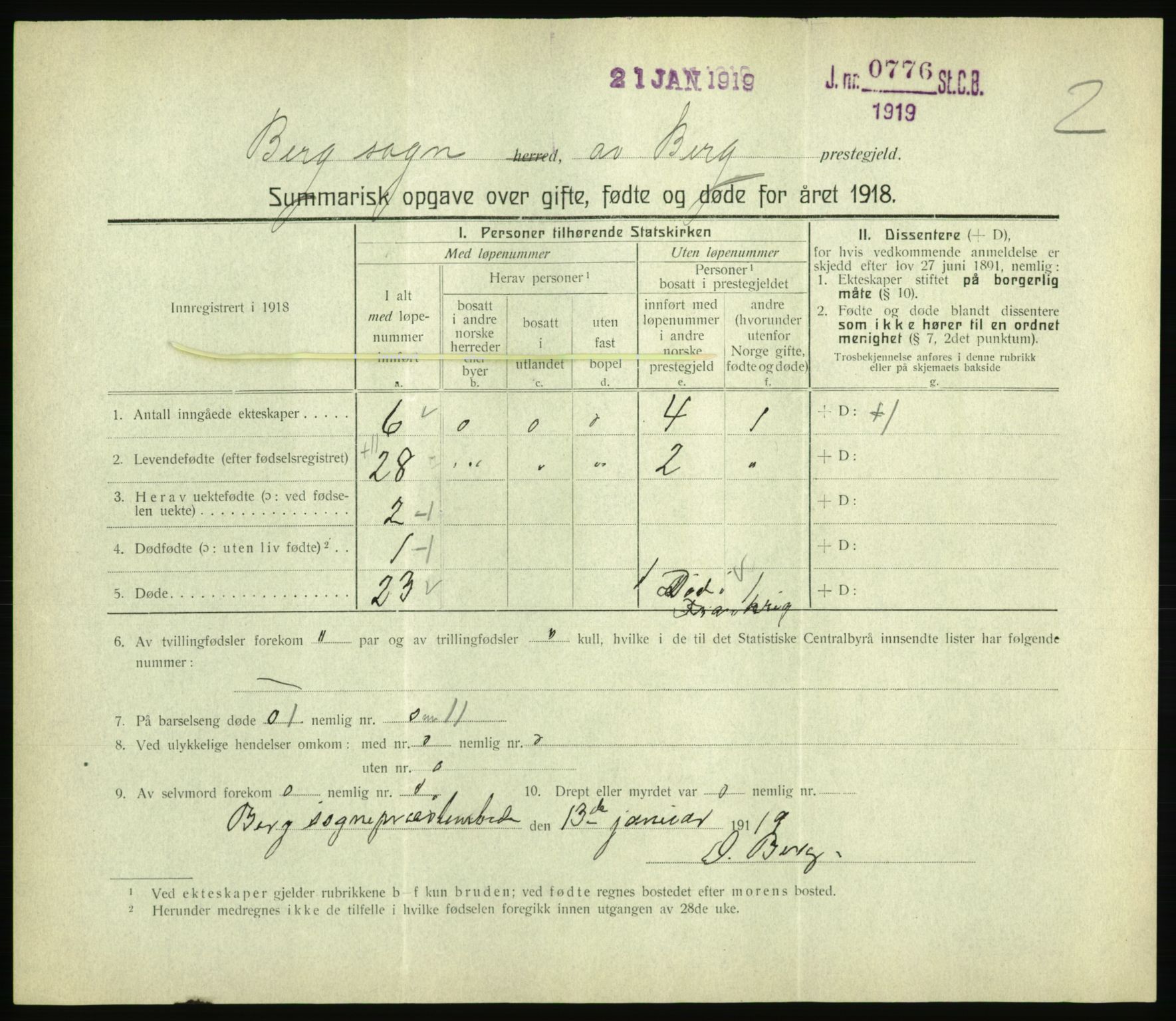 Statistisk sentralbyrå, Sosiodemografiske emner, Befolkning, RA/S-2228/D/Df/Dfb/Dfbh/L0059: Summariske oppgaver over gifte, fødte og døde for hele landet., 1918, s. 109