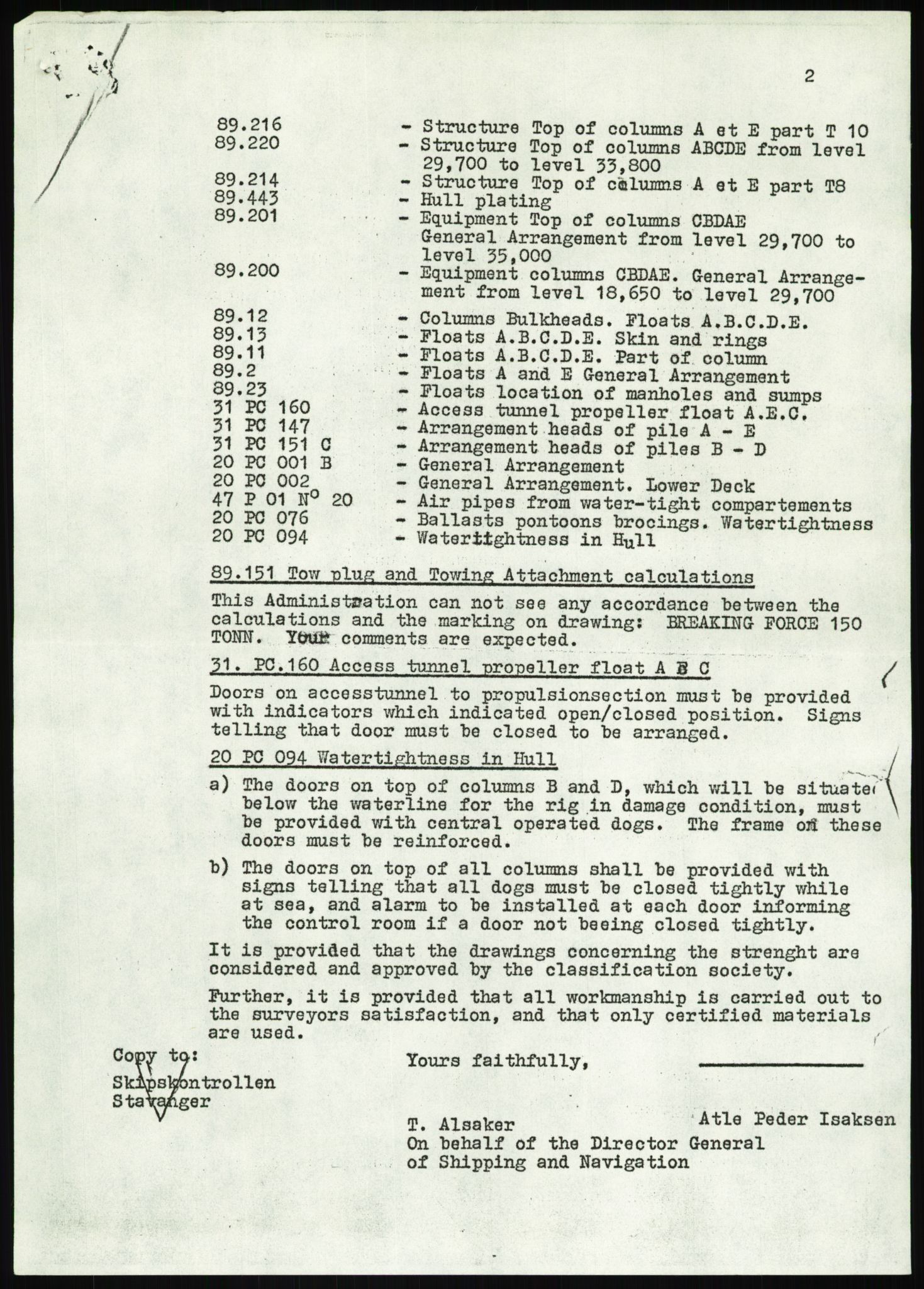 Justisdepartementet, Granskningskommisjonen ved Alexander Kielland-ulykken 27.3.1980, AV/RA-S-1165/D/L0013: H Sjøfartsdirektoratet og Skipskontrollen (H25-H43, H45, H47-H48, H50, H52)/I Det norske Veritas (I34, I41, I47), 1980-1981, s. 685