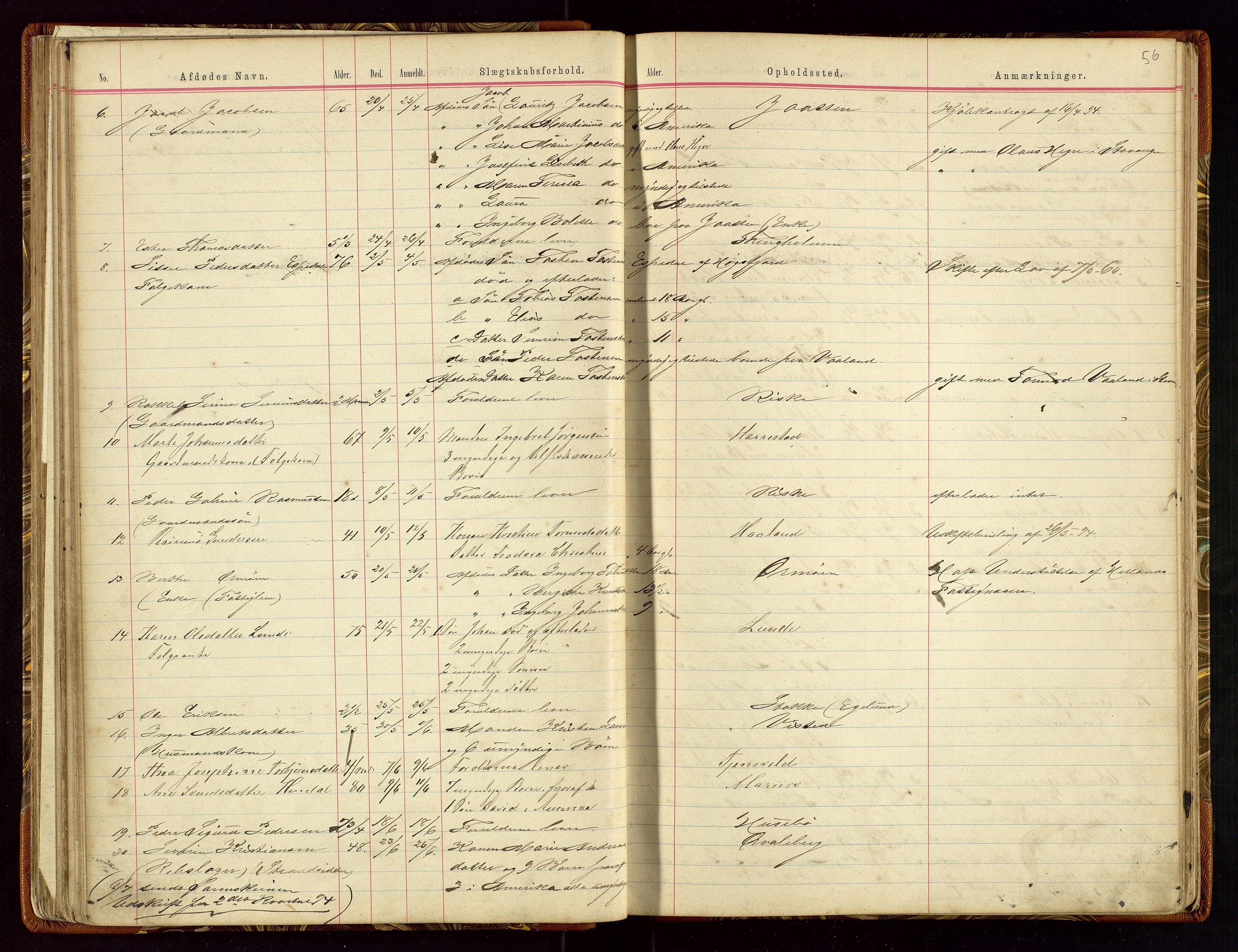 Hetland lensmannskontor, AV/SAST-A-100101/Gga/L0001: Dødsfallprotokoll, 1883-1910, s. 56