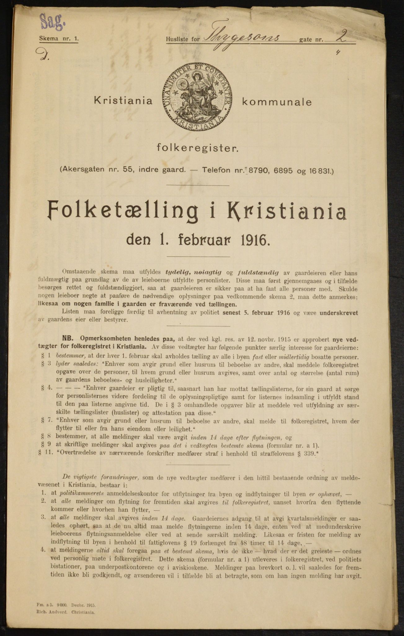 OBA, Kommunal folketelling 1.2.1916 for Kristiania, 1916, s. 114602