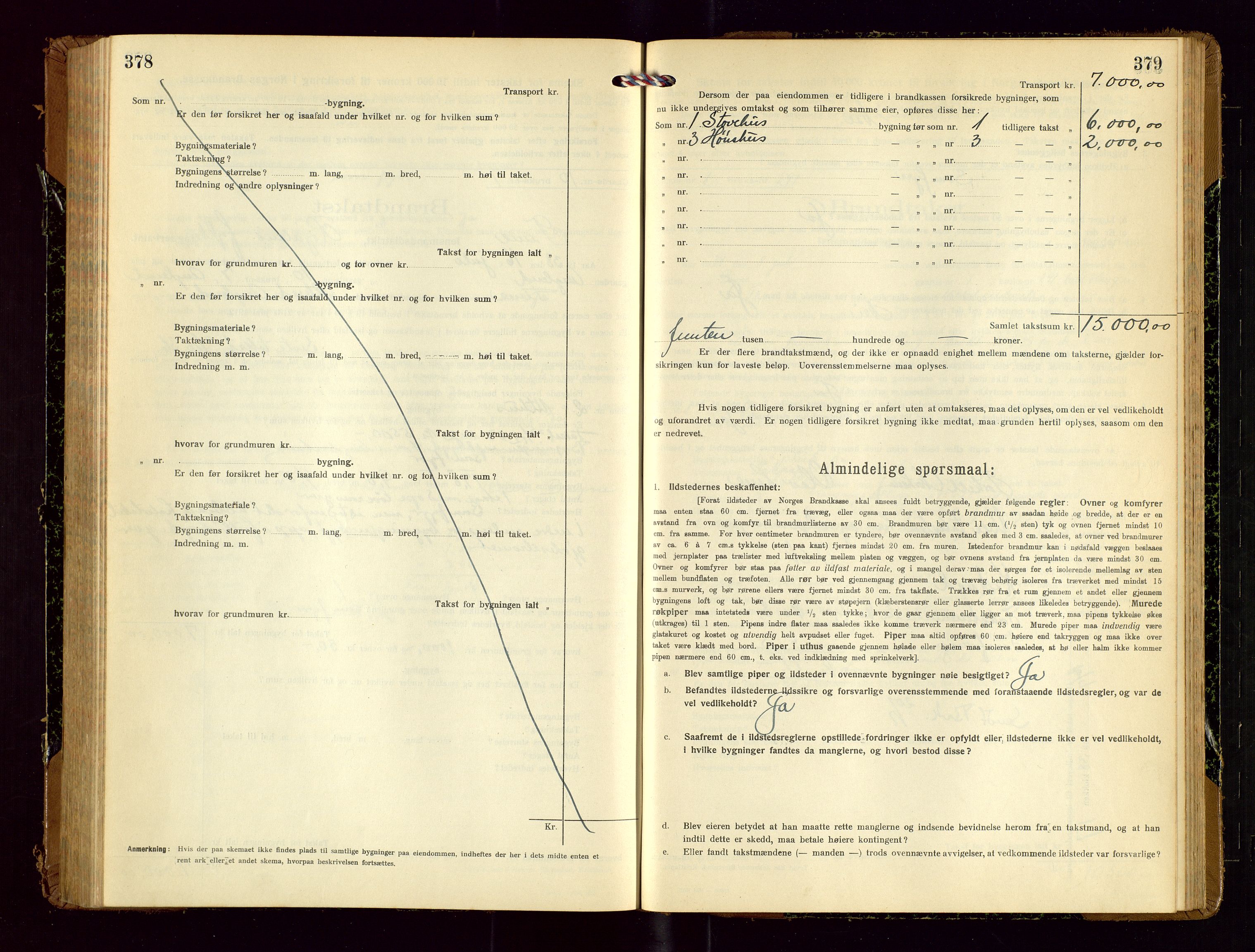 Time lensmannskontor, SAST/A-100420/Gob/L0002: Branntakstprotokoll, 1919-1952, s. 378-379