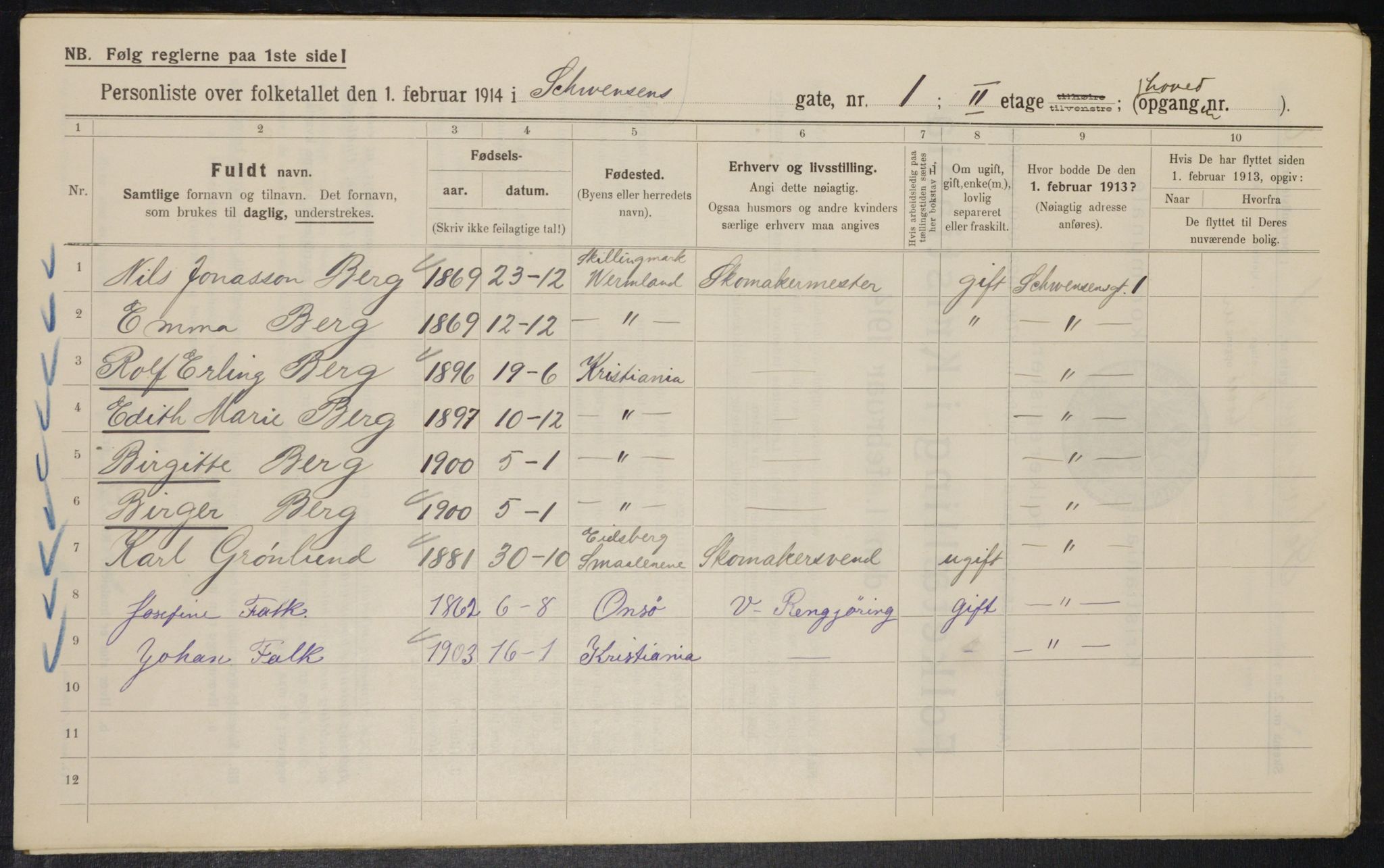 OBA, Kommunal folketelling 1.2.1914 for Kristiania, 1914, s. 92498