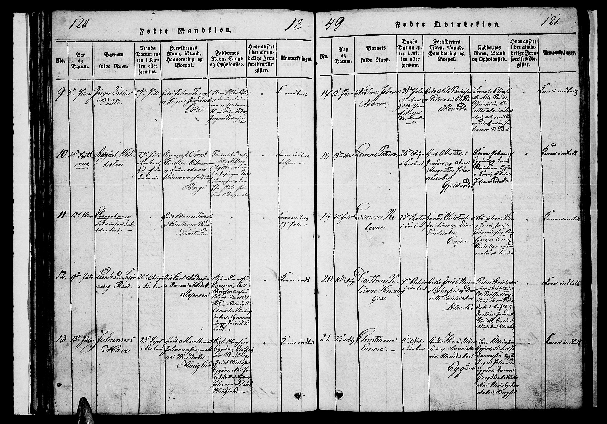 Ministerialprotokoller, klokkerbøker og fødselsregistre - Nordland, AV/SAT-A-1459/880/L1139: Klokkerbok nr. 880C01, 1836-1857, s. 120-121