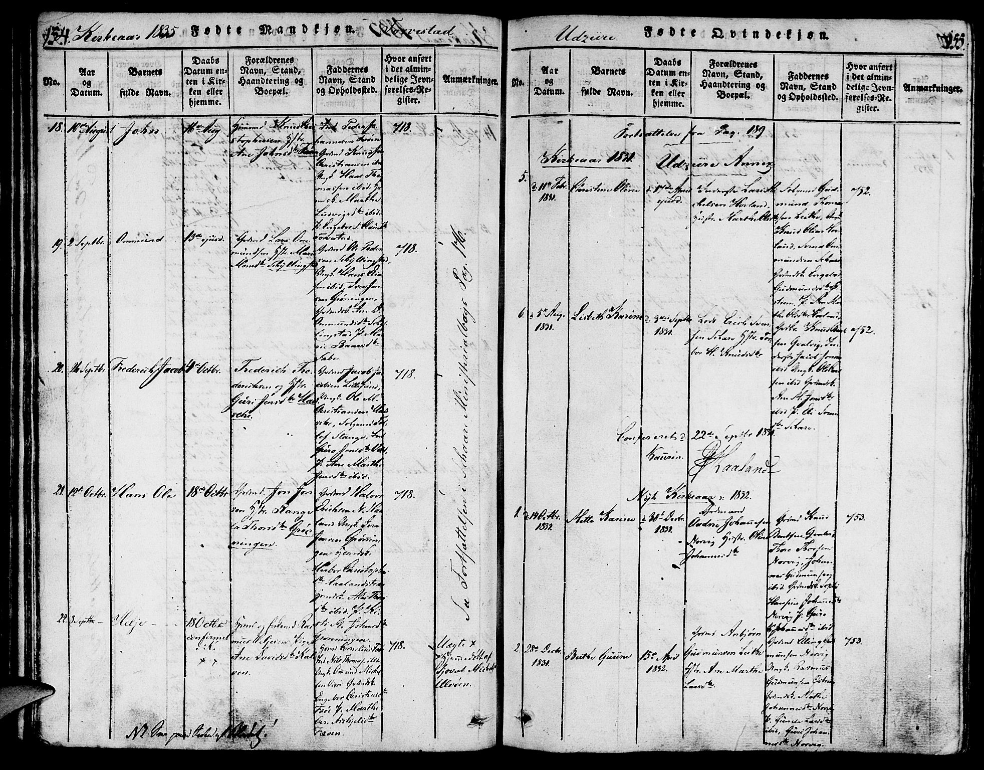 Torvastad sokneprestkontor, AV/SAST-A -101857/H/Ha/Haa/L0004: Ministerialbok nr. A 3 /1, 1817-1836, s. 154-155