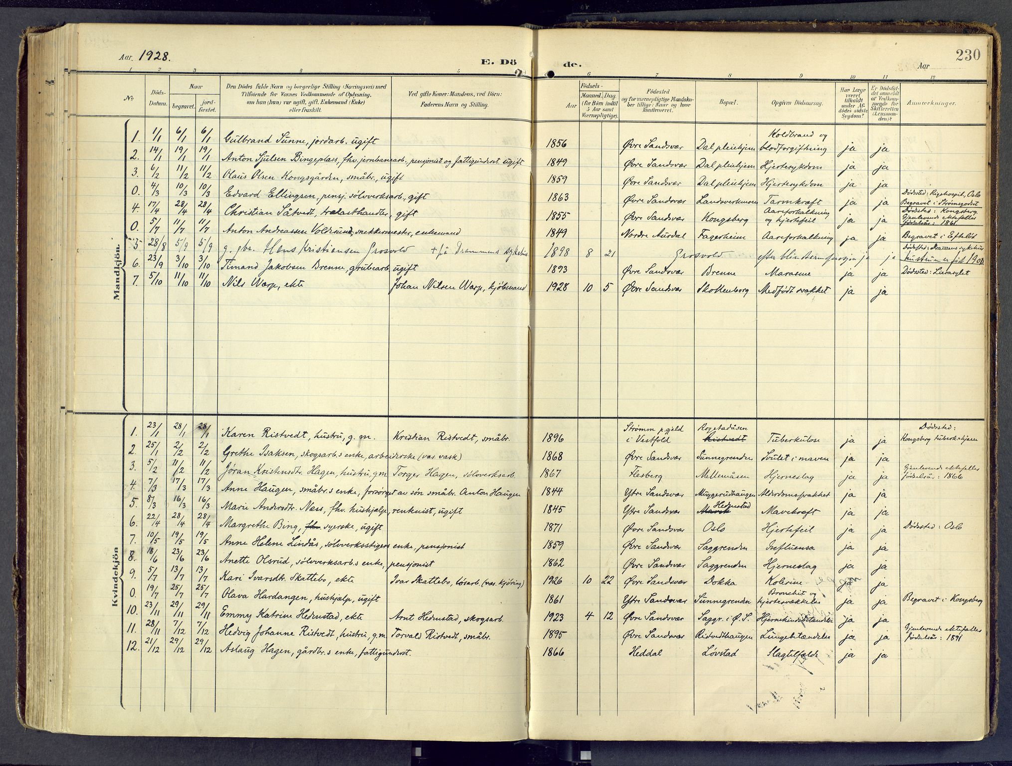 Sandsvær kirkebøker, AV/SAKO-A-244/F/Fd/L0002: Ministerialbok nr. IV 2, 1906-1943, s. 230