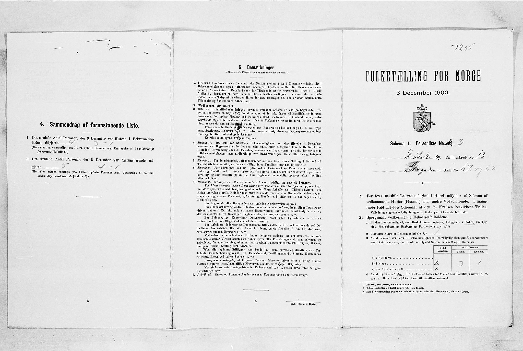 SAO, Folketelling 1900 for 0203 Drøbak kjøpstad, 1900