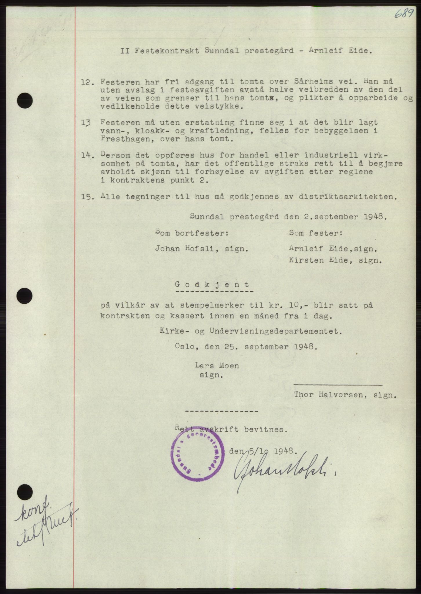 Nordmøre sorenskriveri, AV/SAT-A-4132/1/2/2Ca: Pantebok nr. B99, 1948-1948, Dagboknr: 2843/1948