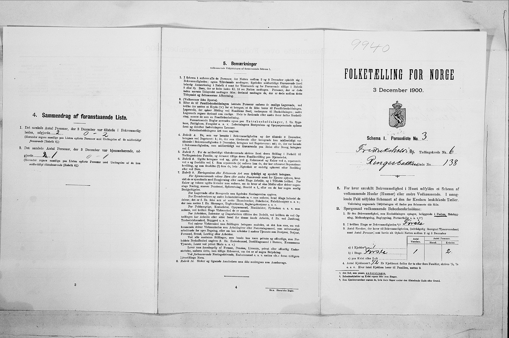 SAO, Folketelling 1900 for 0101 Fredrikshald kjøpstad, 1900