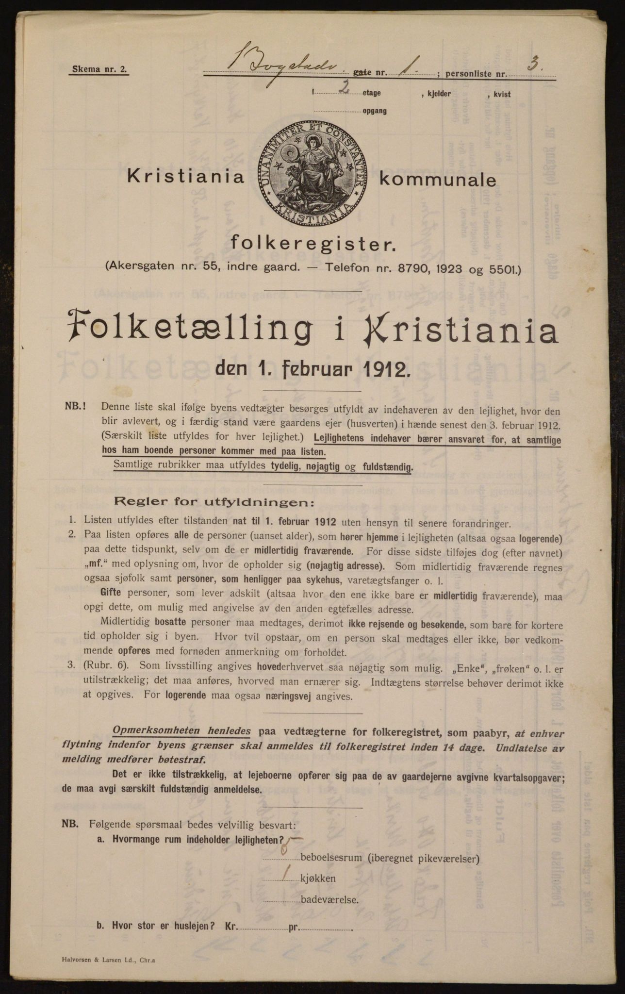 OBA, Kommunal folketelling 1.2.1912 for Kristiania, 1912, s. 6653