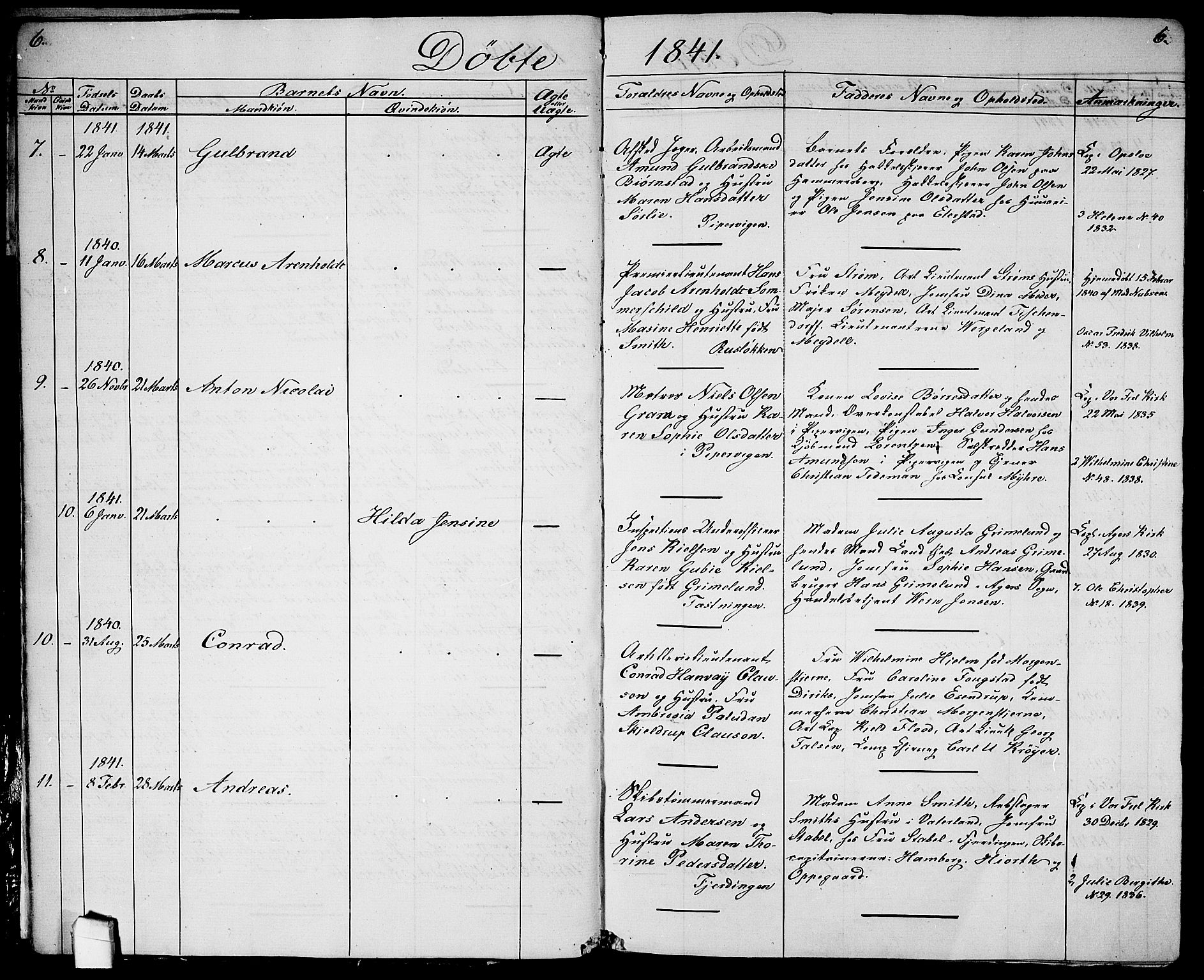 Garnisonsmenigheten Kirkebøker, AV/SAO-A-10846/G/Ga/L0005: Klokkerbok nr. 5, 1841-1860, s. 6