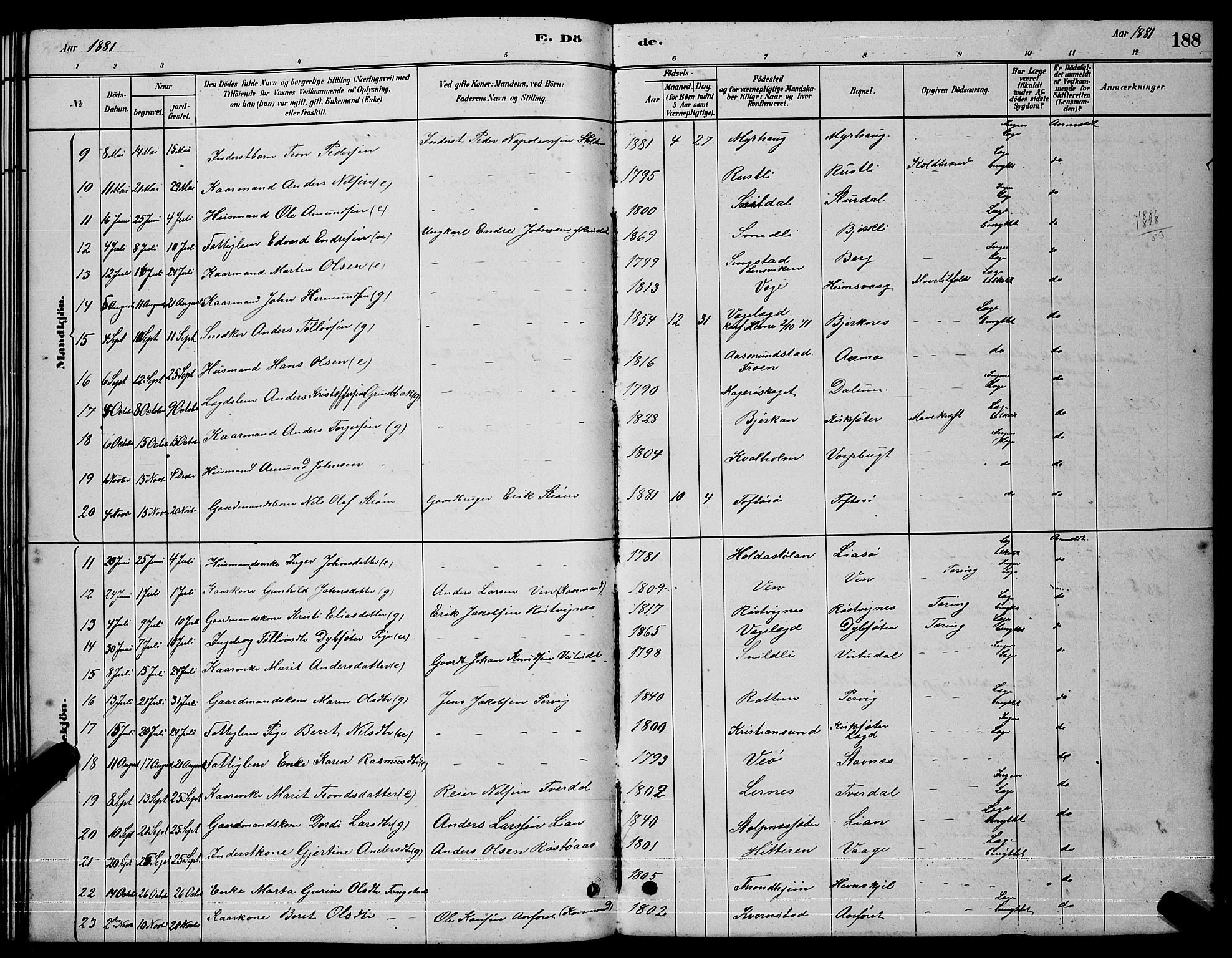 Ministerialprotokoller, klokkerbøker og fødselsregistre - Sør-Trøndelag, AV/SAT-A-1456/630/L0504: Klokkerbok nr. 630C02, 1879-1898, s. 188