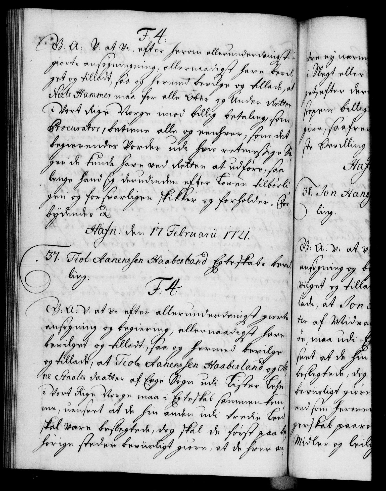 Danske Kanselli 1572-1799, RA/EA-3023/F/Fc/Fca/Fcaa/L0023: Norske registre, 1720-1722, s. 233b