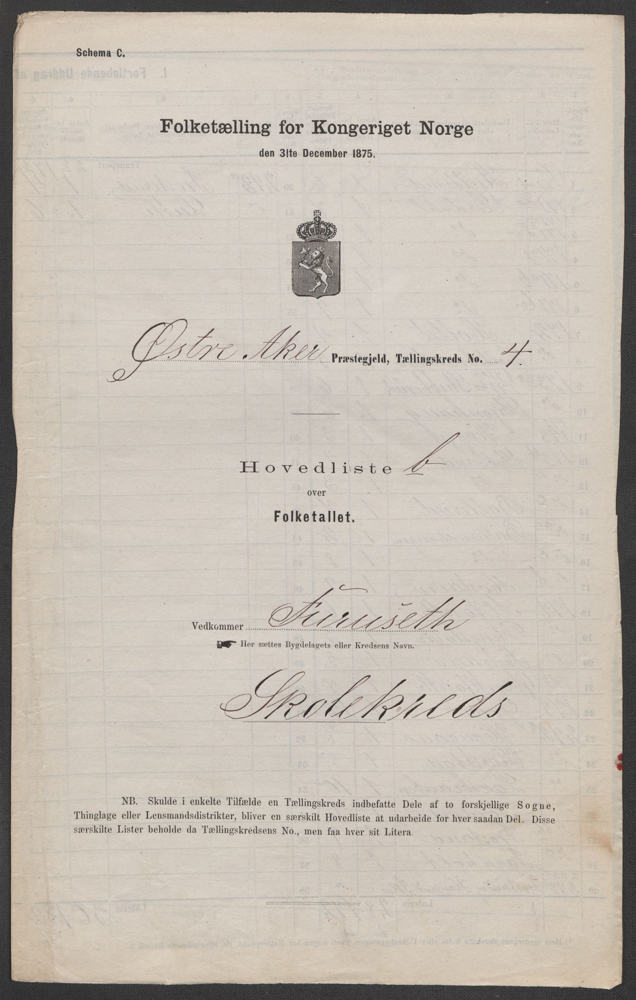 RA, Folketelling 1875 for 0218bP Østre Aker prestegjeld, 1875, s. 41