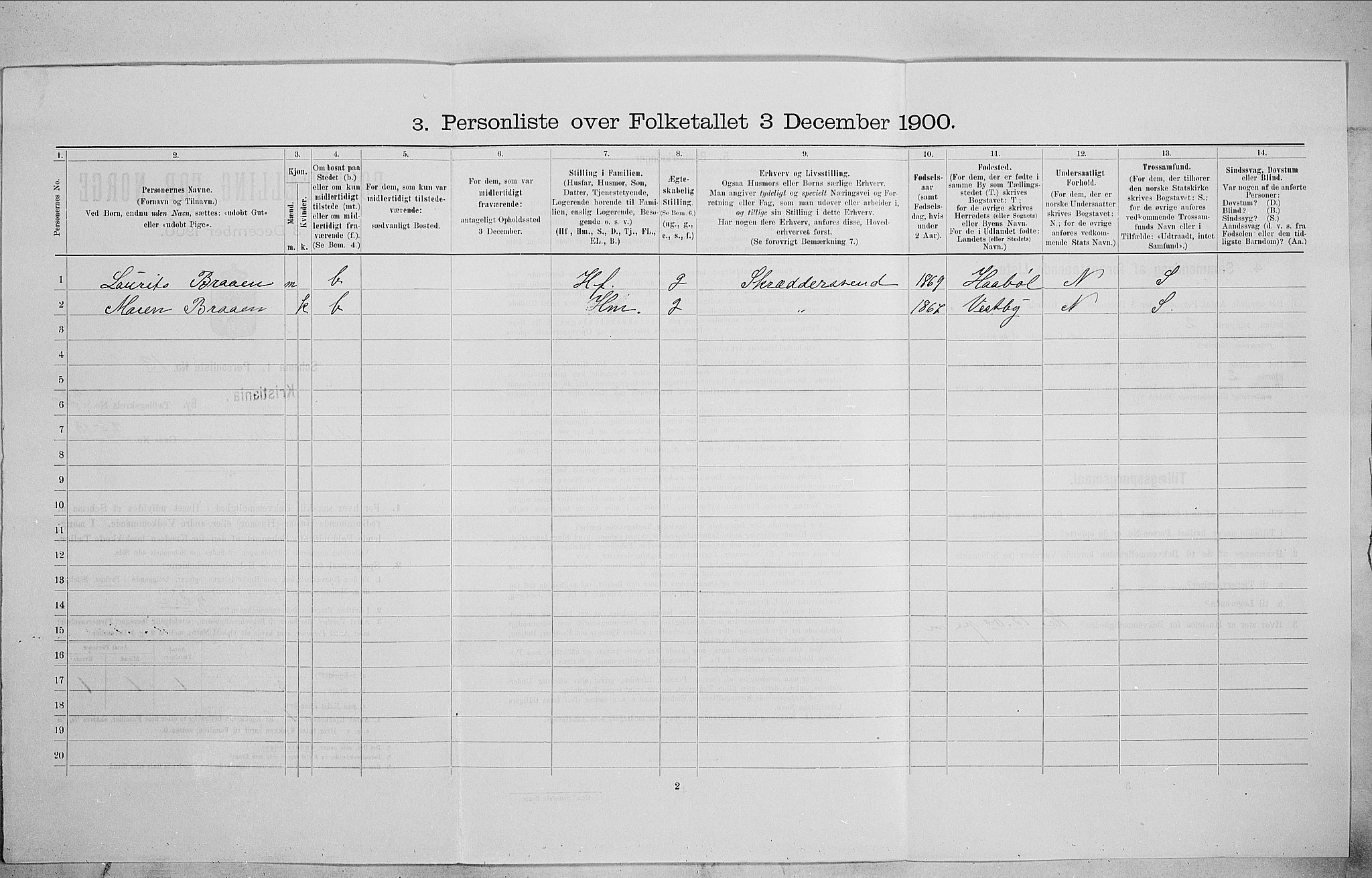 SAO, Folketelling 1900 for 0301 Kristiania kjøpstad, 1900, s. 55484