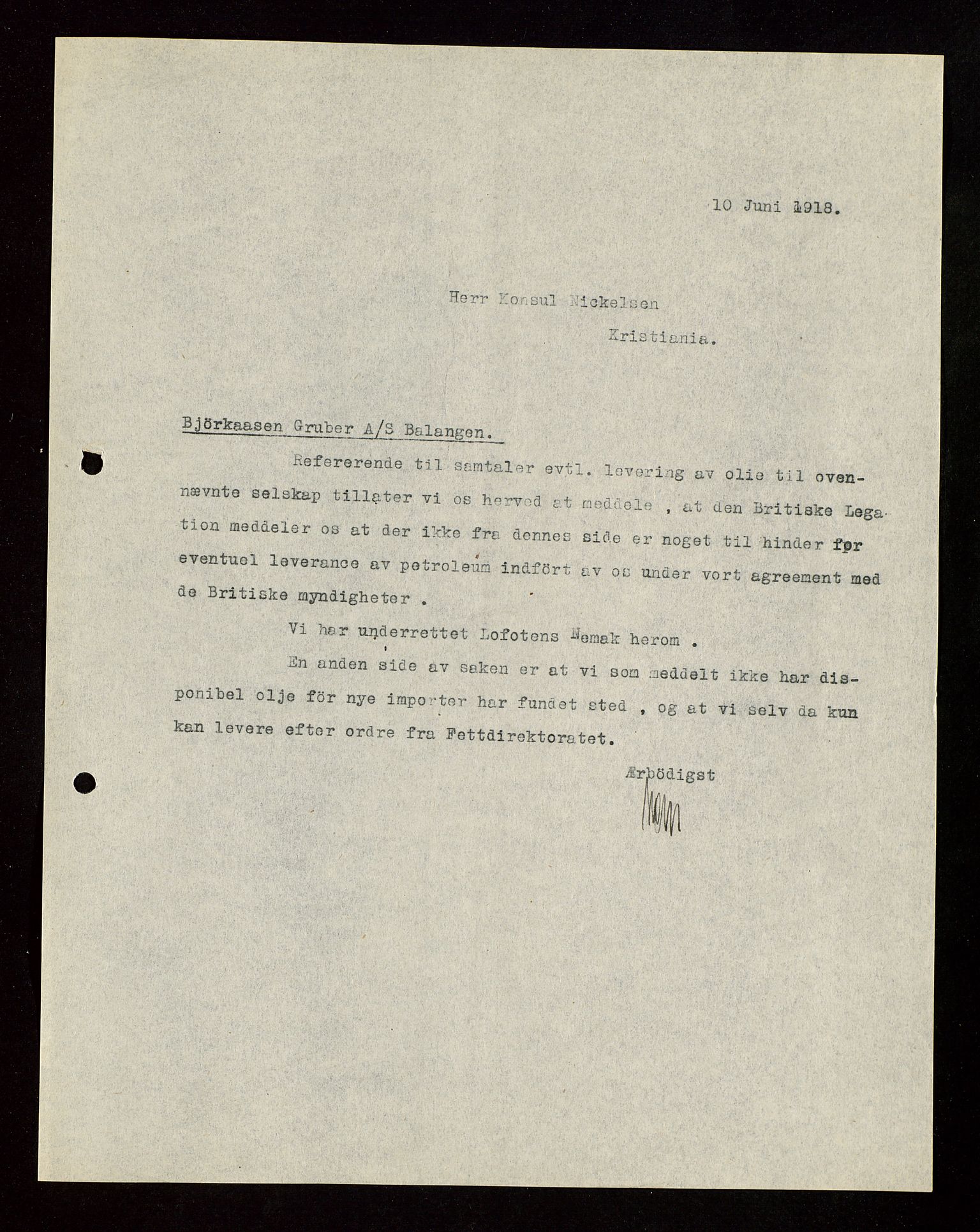 Pa 1521 - A/S Norske Shell, AV/SAST-A-101915/E/Ea/Eaa/L0003: Sjefskorrespondanse, 1918, s. 174