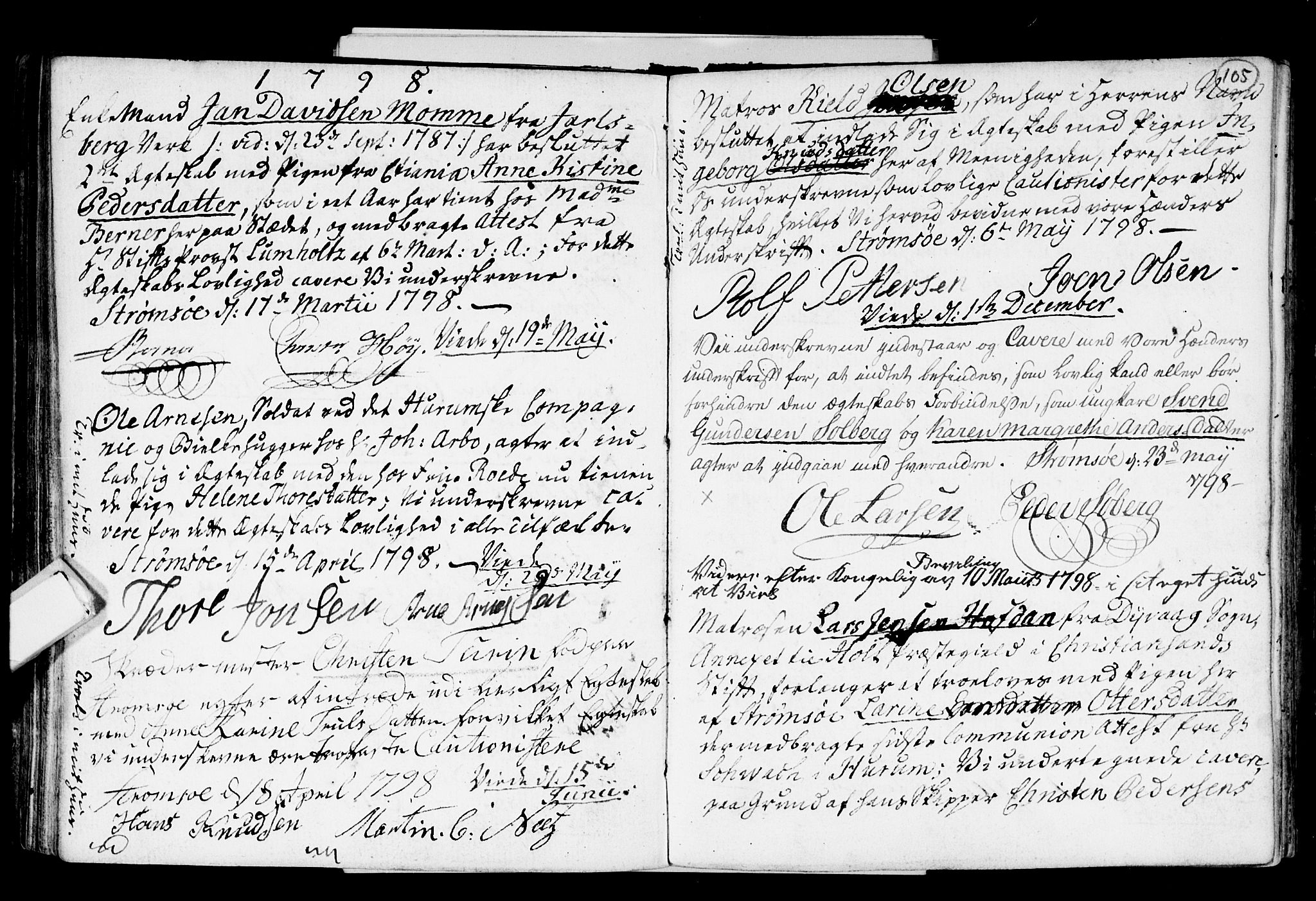 Strømsø kirkebøker, SAKO/A-246/H/Hb/L0001: Forlovererklæringer nr. 1, 1752-1815, s. 105