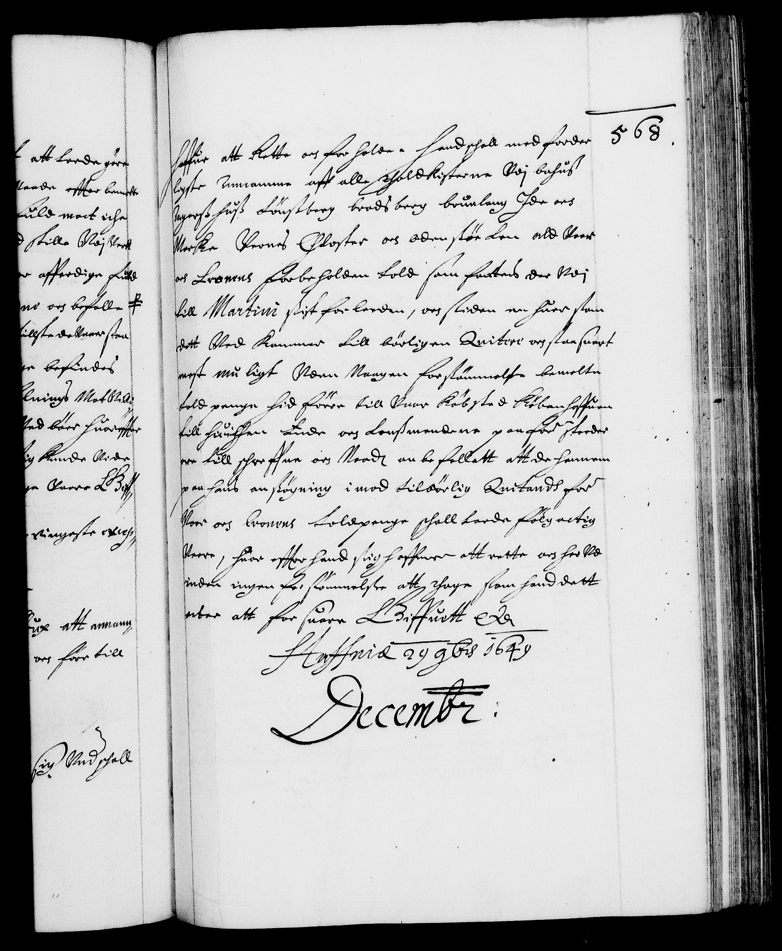 Danske Kanselli 1572-1799, RA/EA-3023/F/Fc/Fca/Fcaa/L0007: Norske registre (mikrofilm), 1648-1650, s. 568a