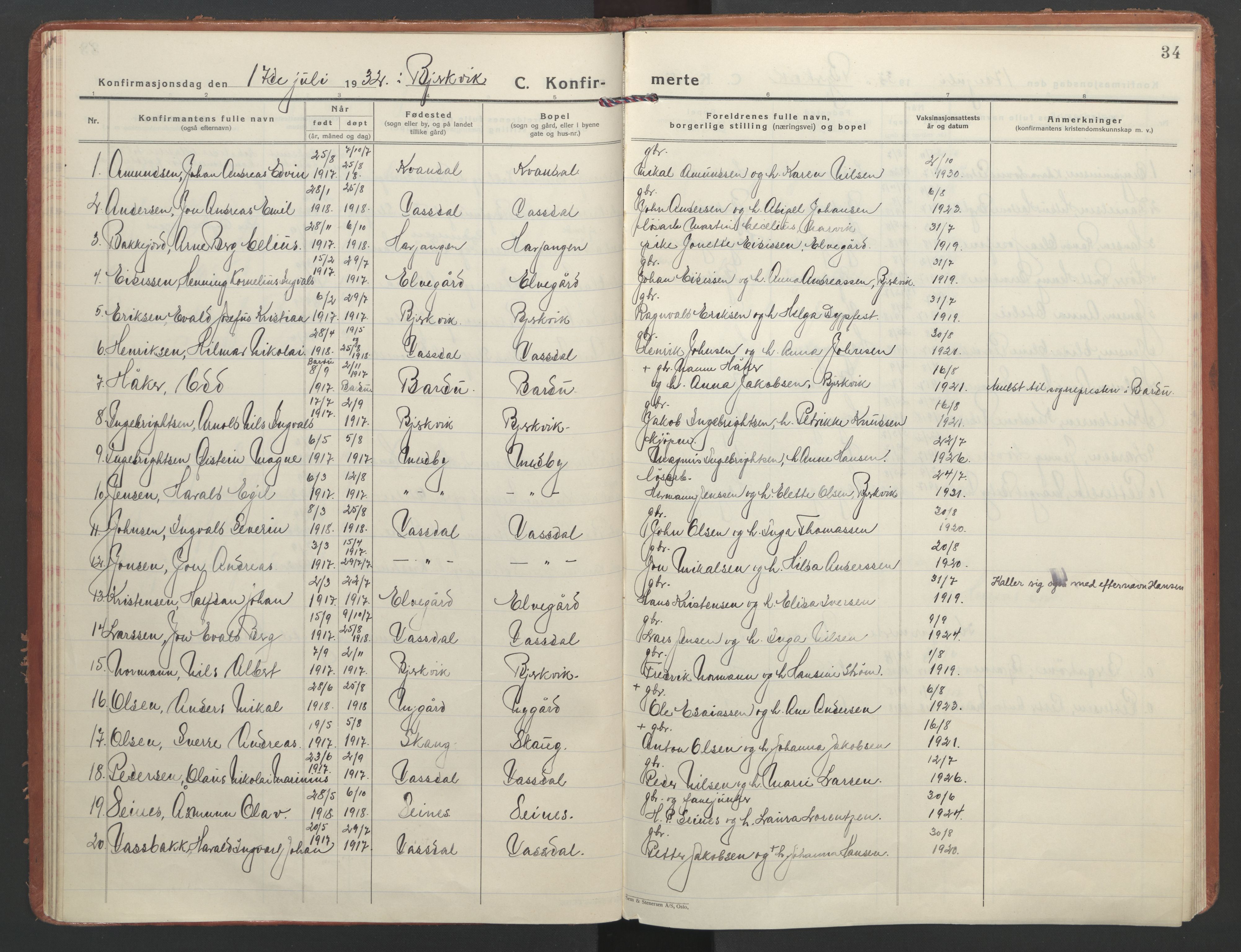 Ministerialprotokoller, klokkerbøker og fødselsregistre - Nordland, AV/SAT-A-1459/866/L0946: Ministerialbok nr. 866A09, 1926-1944, s. 34