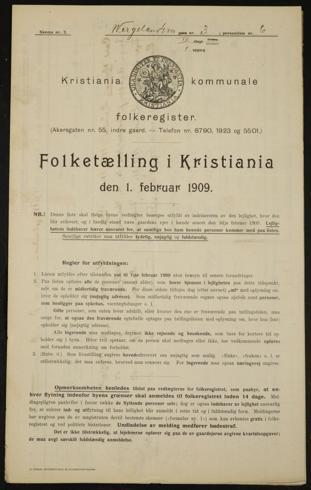 OBA, Kommunal folketelling 1.2.1909 for Kristiania kjøpstad, 1909, s. 115983