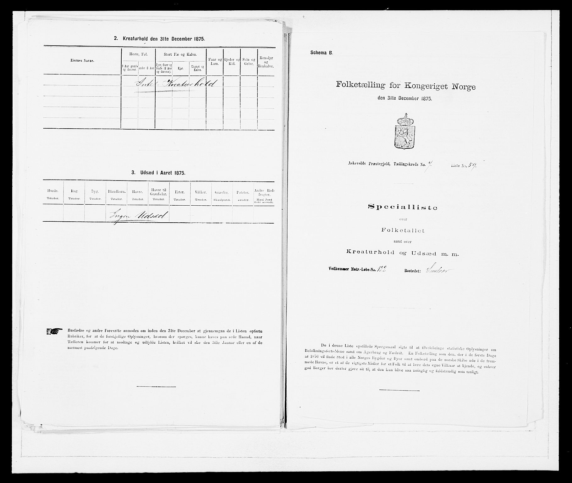 SAB, Folketelling 1875 for 1428P Askvoll prestegjeld, 1875, s. 693