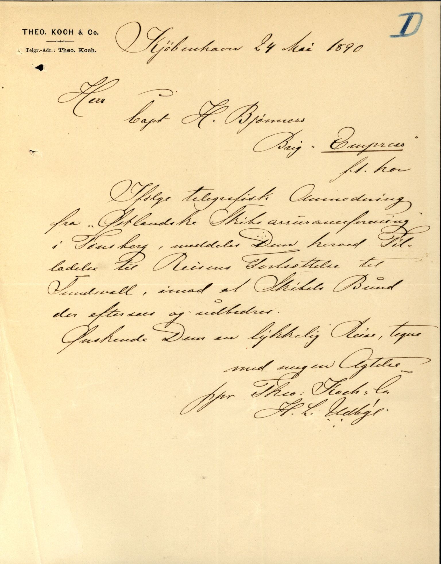 Pa 63 - Østlandske skibsassuranceforening, VEMU/A-1079/G/Ga/L0026/0001: Havaridokumenter / Ego, Dux, Eidsvold, Empress, 1890, s. 45