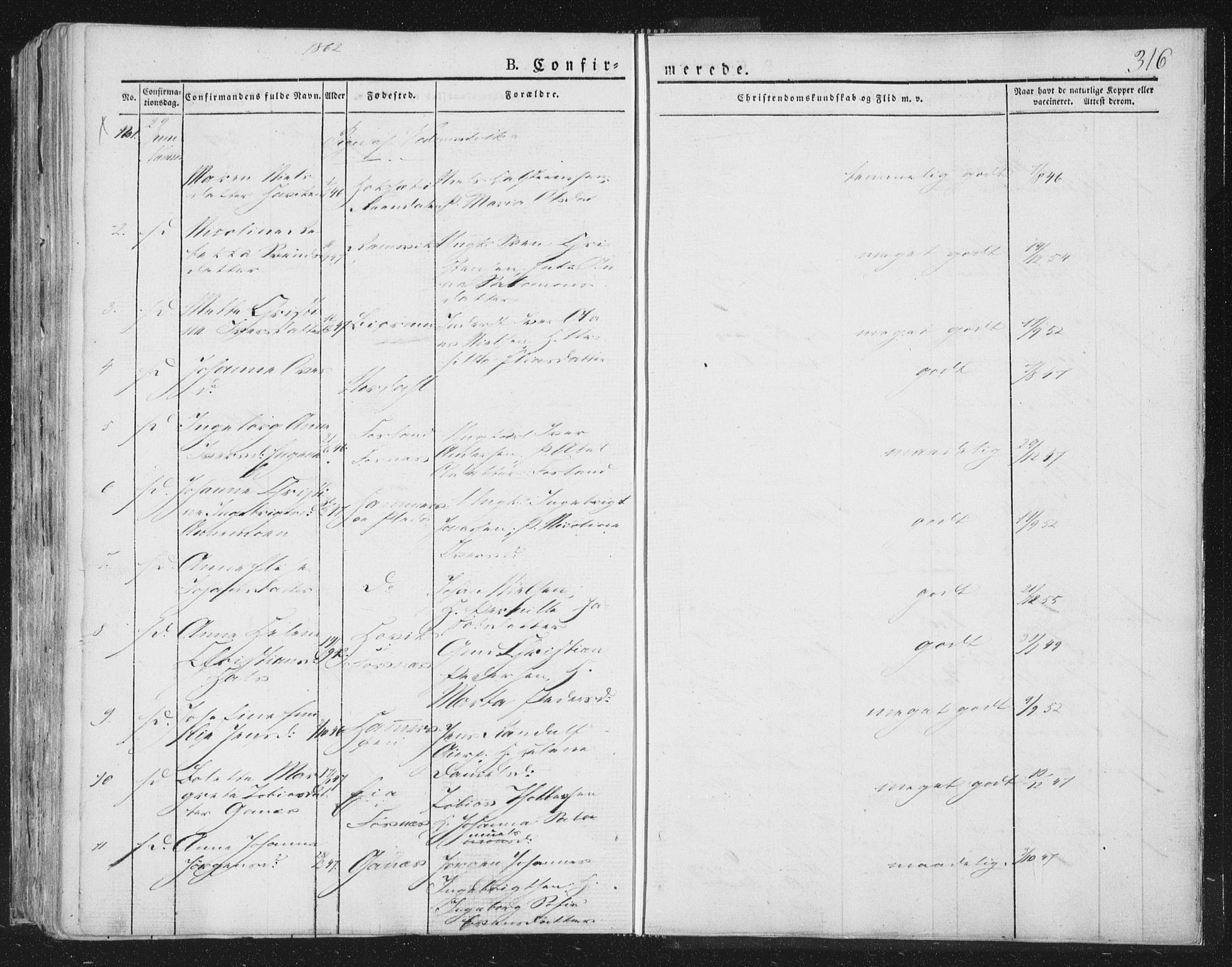 Ministerialprotokoller, klokkerbøker og fødselsregistre - Nord-Trøndelag, SAT/A-1458/764/L0551: Ministerialbok nr. 764A07a, 1824-1864, s. 316