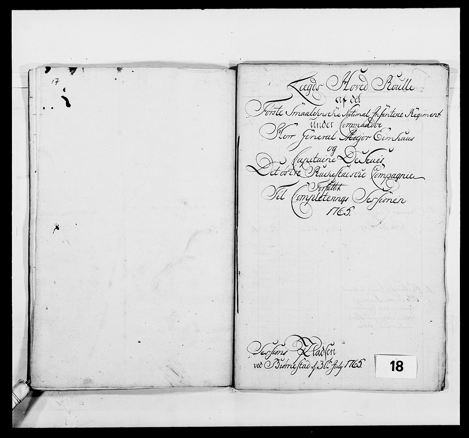 Kommanderende general (KG I) med Det norske krigsdirektorium, AV/RA-EA-5419/E/Ea/L0496: 1. Smålenske regiment, 1765-1767, s. 262