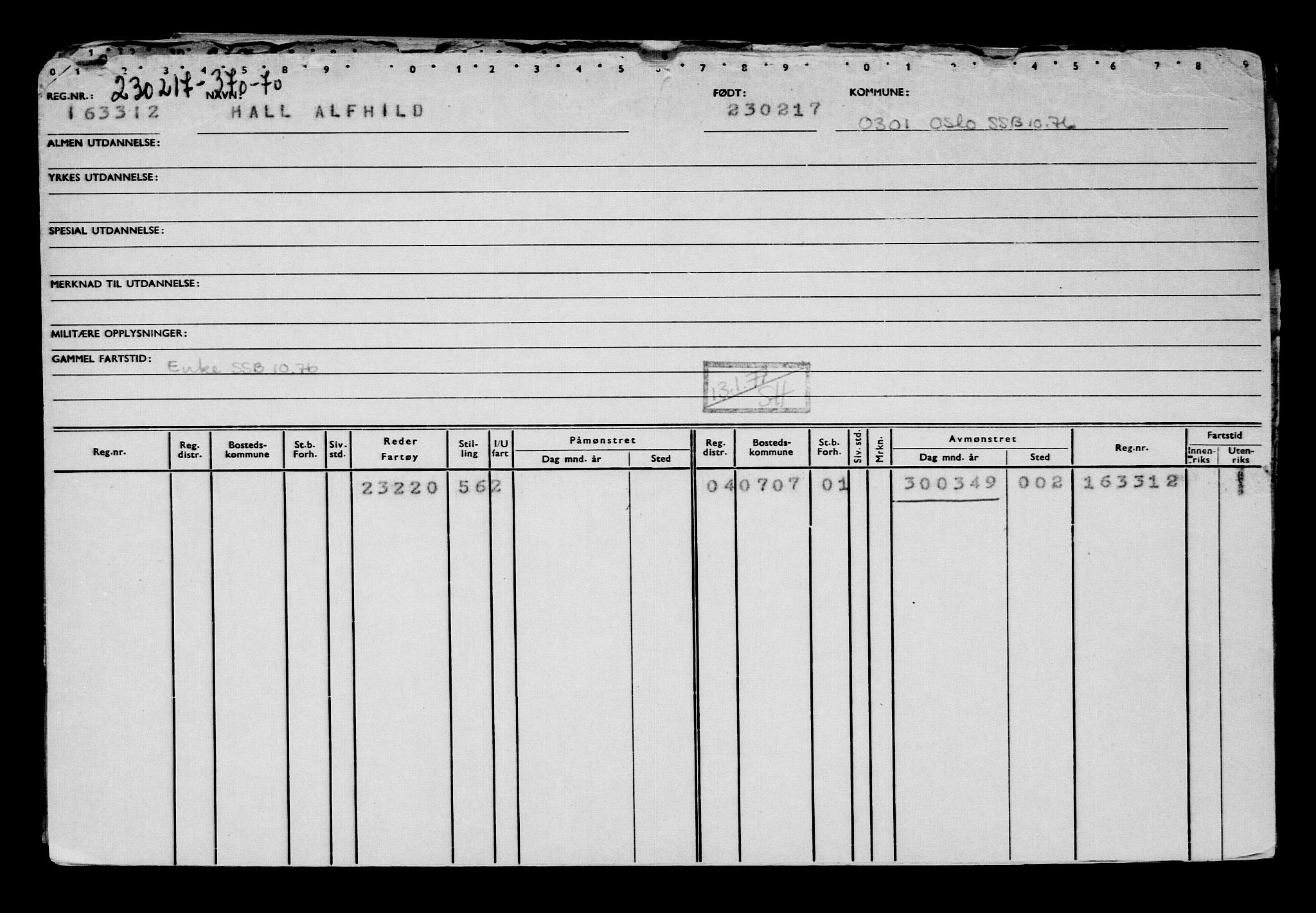 Direktoratet for sjømenn, RA/S-3545/G/Gb/L0146: Hovedkort, 1917, s. 257
