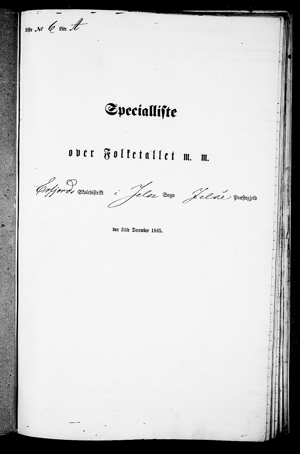 RA, Folketelling 1865 for 1138P Jelsa prestegjeld, 1865, s. 96