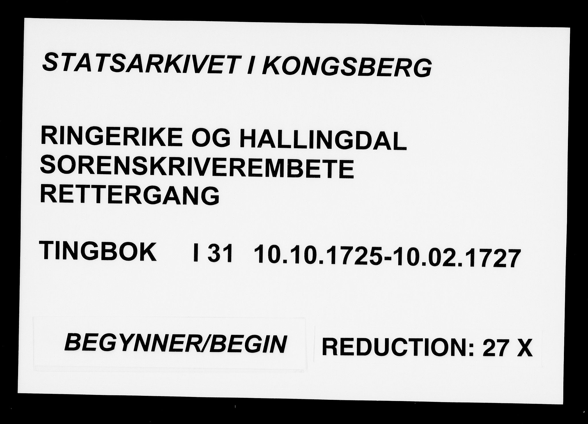 Ringerike og Hallingdal sorenskriveri, AV/SAKO-A-81/F/Fa/Faa/L0031: Tingbok, 1725-1727