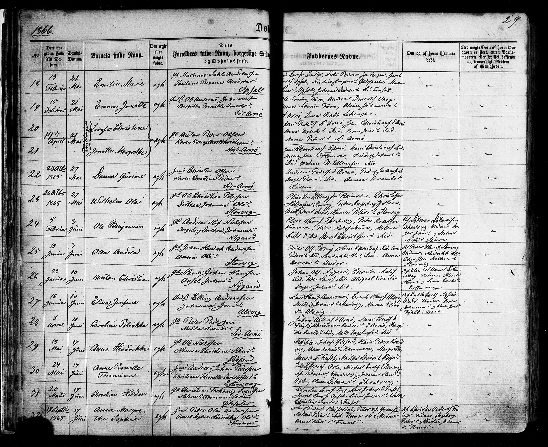 Ministerialprotokoller, klokkerbøker og fødselsregistre - Nordland, AV/SAT-A-1459/805/L0098: Ministerialbok nr. 805A05, 1862-1879, s. 29