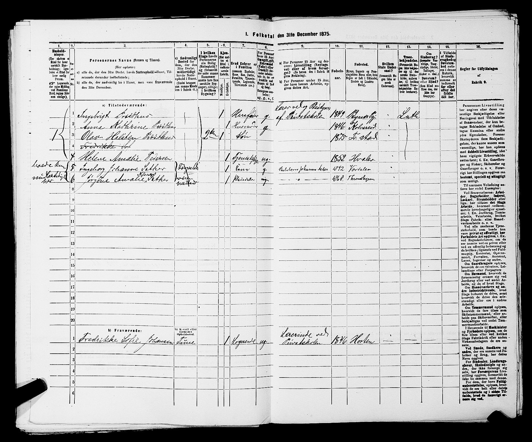 RA, Folketelling 1875 for 0103B Fredrikstad prestegjeld, Fredrikstad kjøpstad, 1875, s. 969