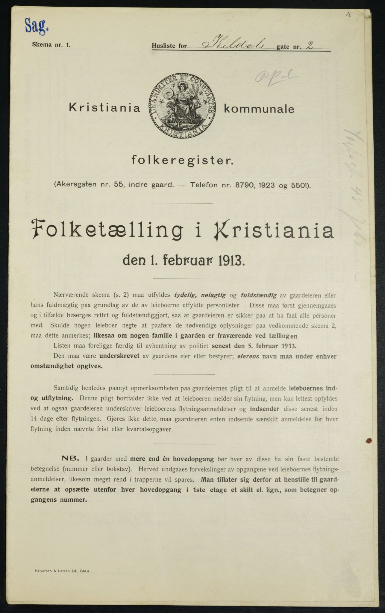 OBA, Kommunal folketelling 1.2.1913 for Kristiania, 1913, s. 49227