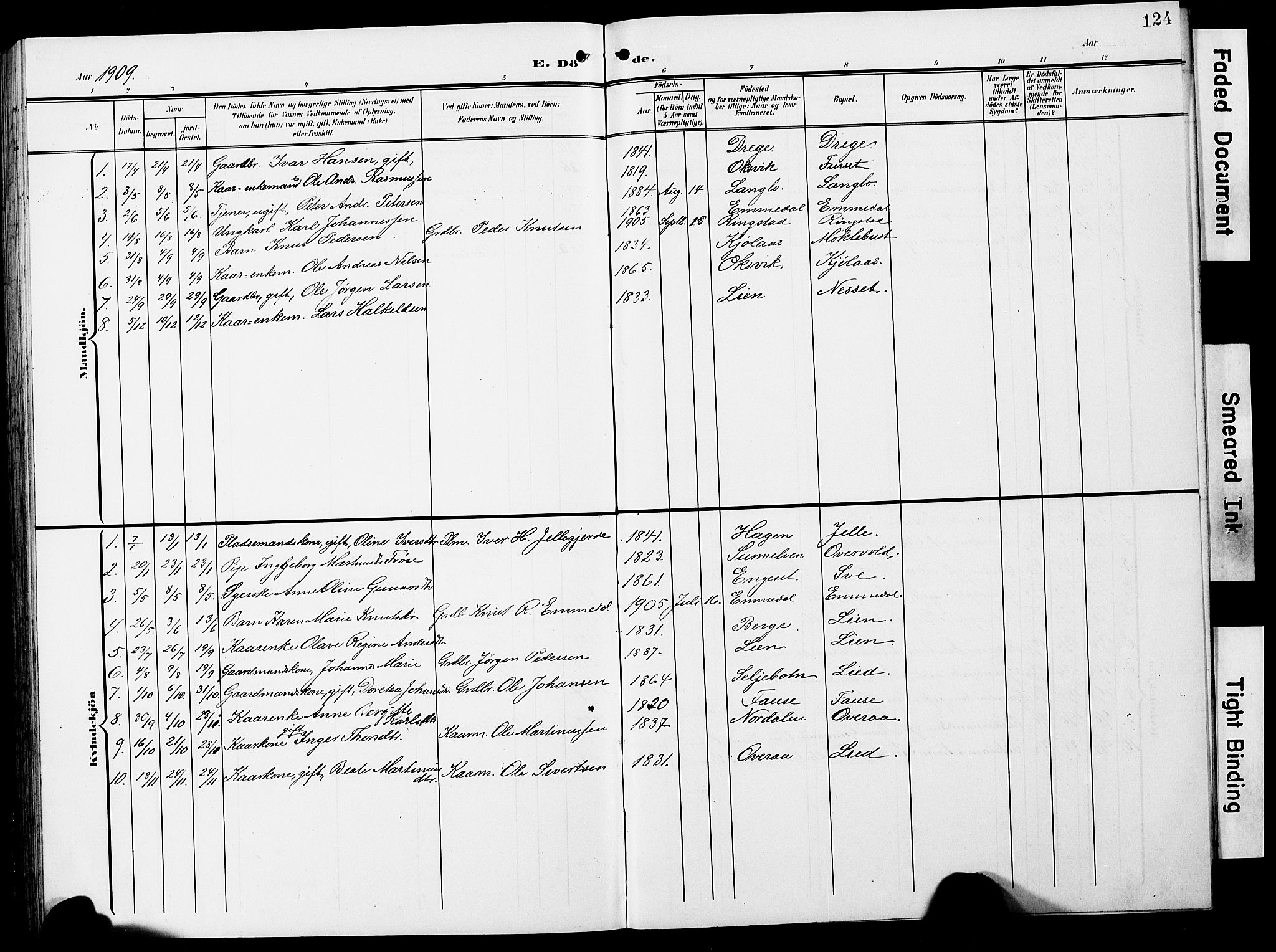 Ministerialprotokoller, klokkerbøker og fødselsregistre - Møre og Romsdal, AV/SAT-A-1454/520/L0293: Klokkerbok nr. 520C05, 1902-1923, s. 124