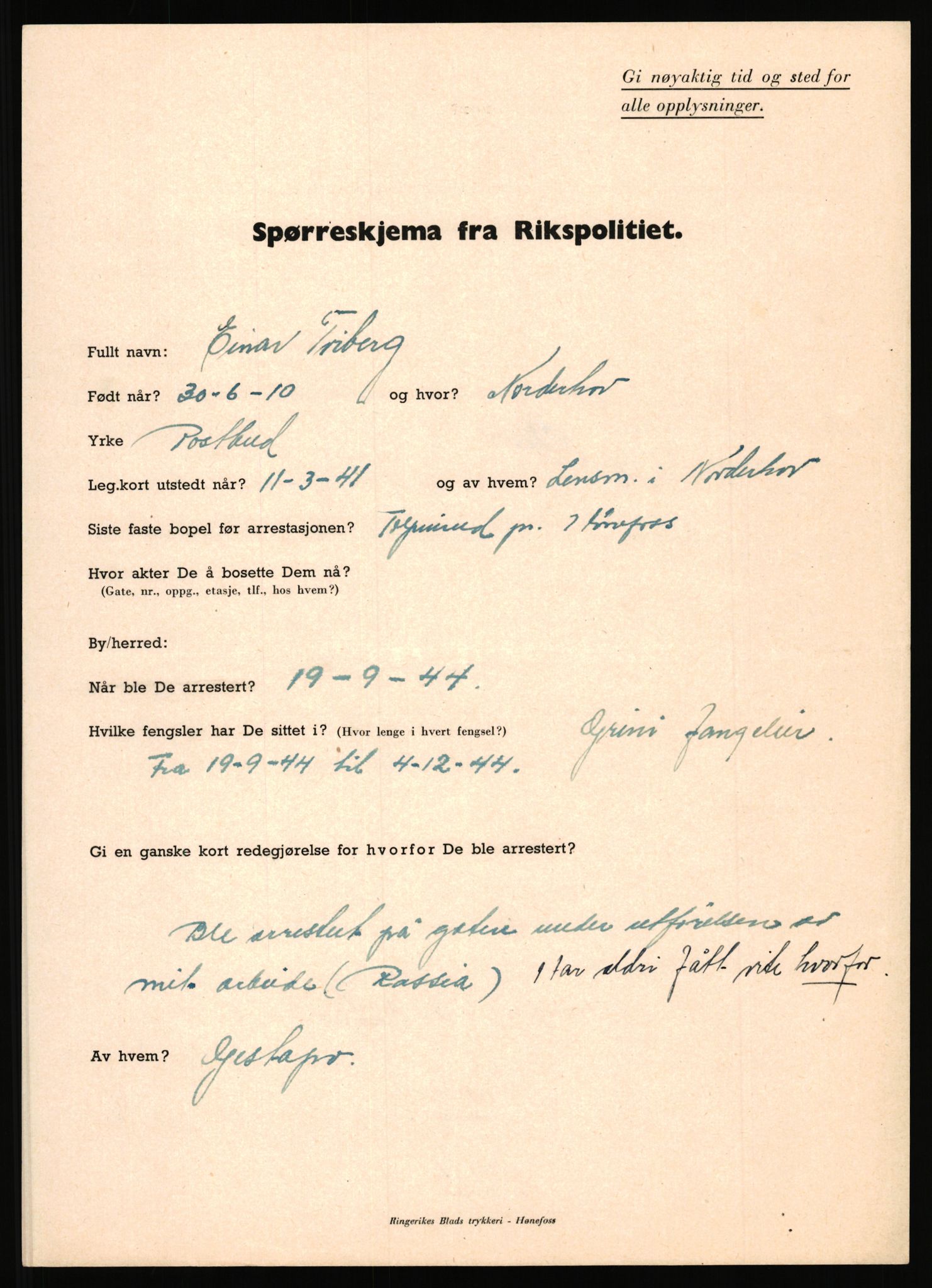 Rikspolitisjefen, AV/RA-S-1560/L/L0017: Tidemann, Hermann G. - Veum, Tjostolv, 1940-1945, s. 590