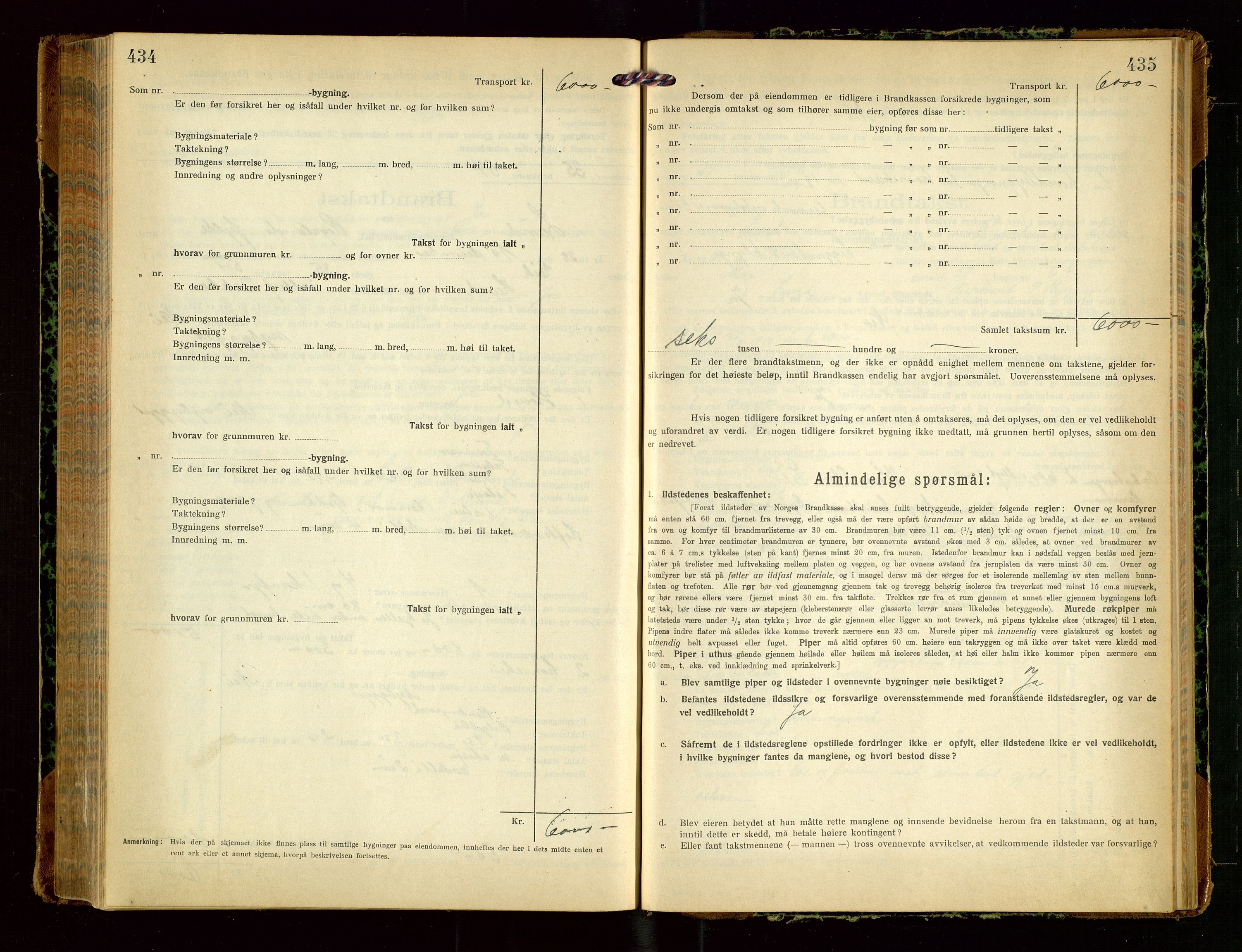 Lund lensmannskontor, SAST/A-100303/Gob/L0004: "Brandtakstprotokol", 1921-1929, s. 434-435