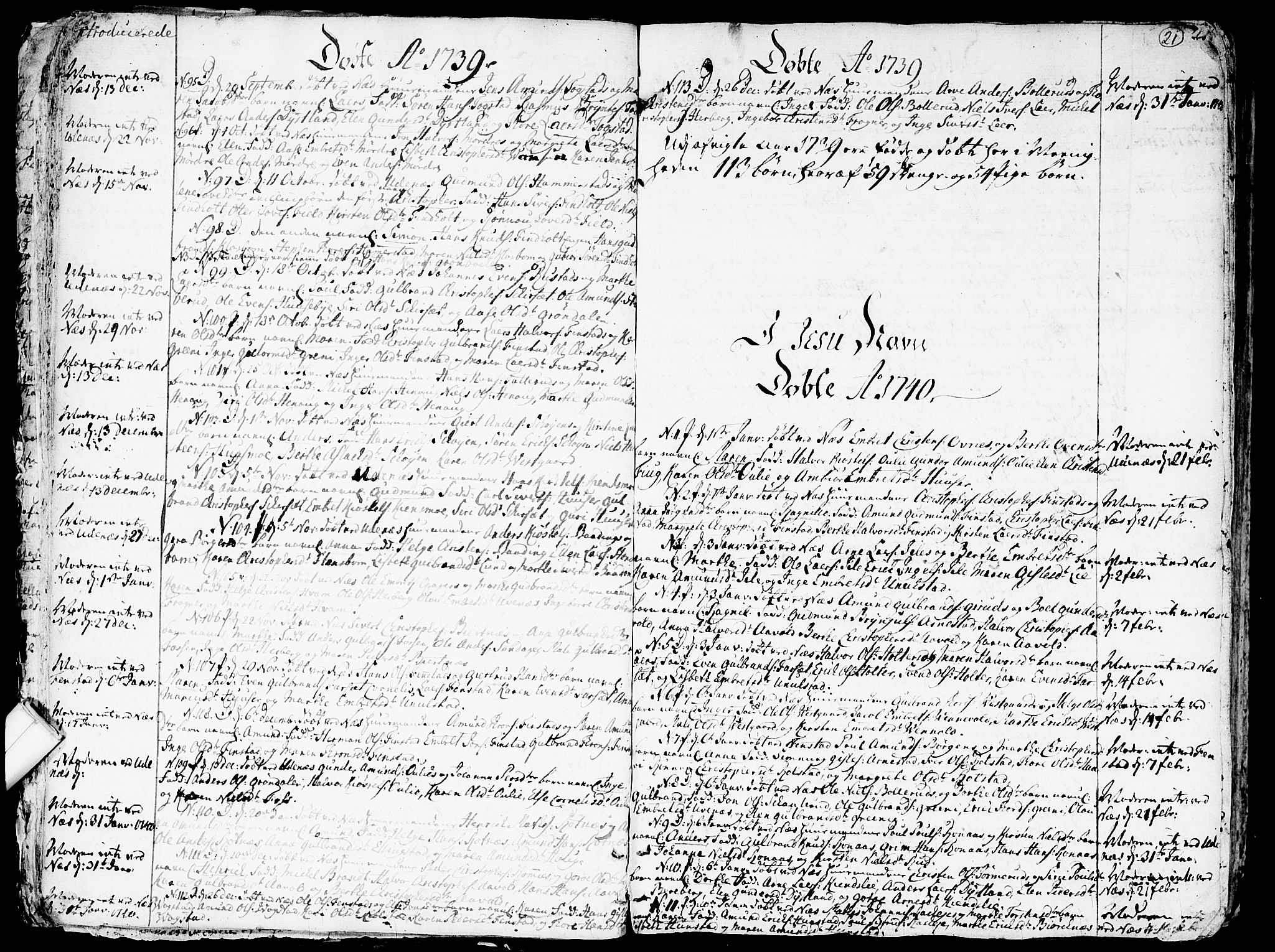 Nes prestekontor Kirkebøker, AV/SAO-A-10410/F/Fa/L0003: Ministerialbok nr. I 3, 1734-1781, s. 21