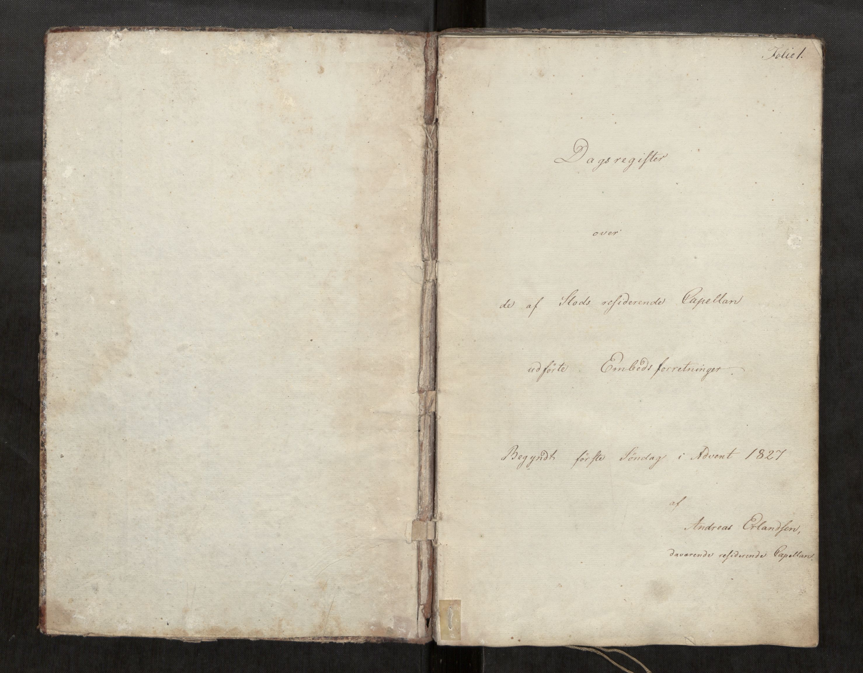 Stod sokneprestkontor, SAT/A-1164/2/I/I1/I1d/L0001: Residerende kapellans bok nr. 1, 1827-1849, s. 1
