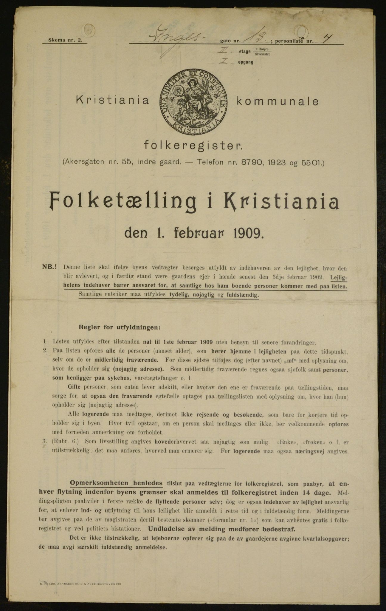 OBA, Kommunal folketelling 1.2.1909 for Kristiania kjøpstad, 1909, s. 40193