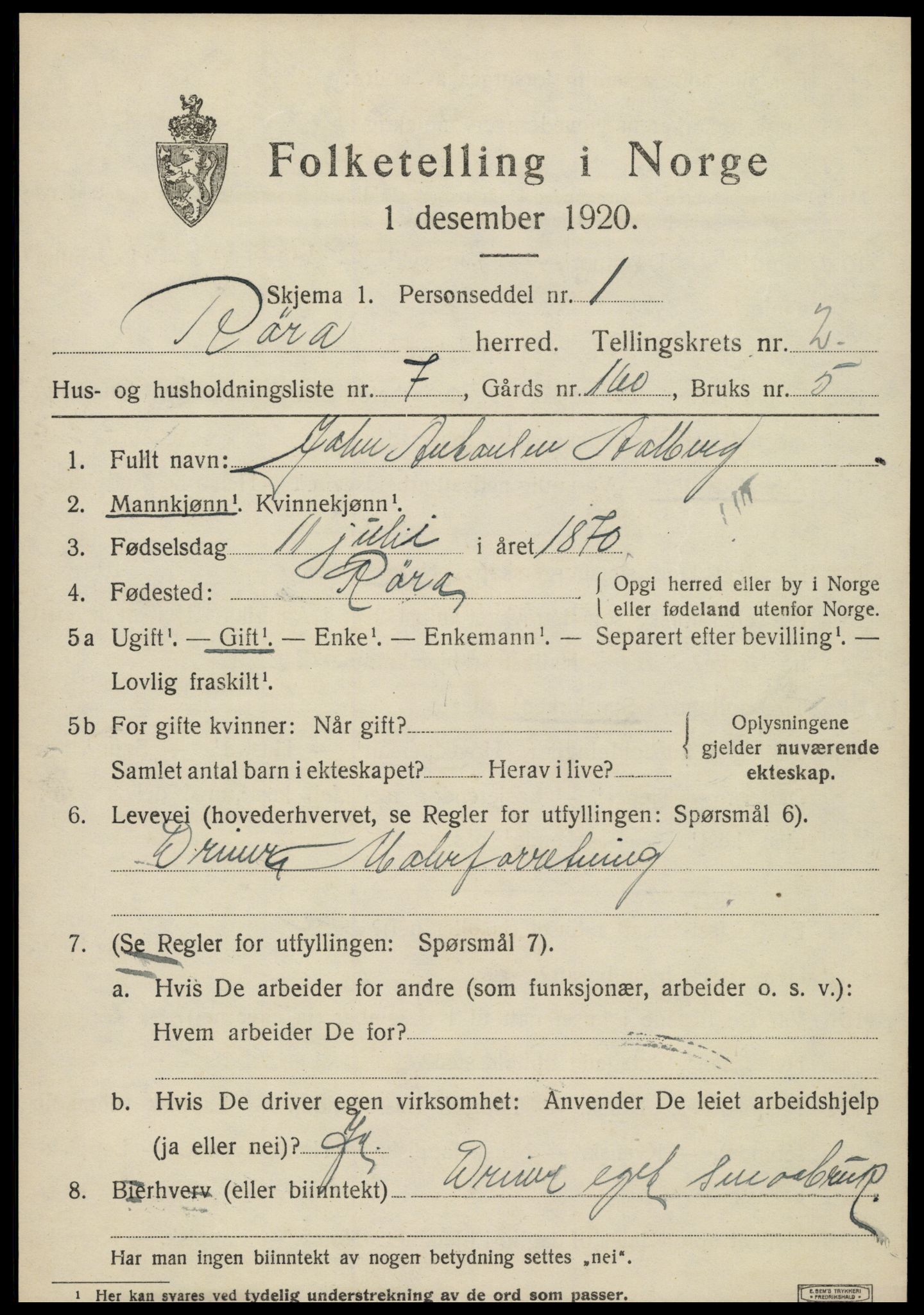 SAT, Folketelling 1920 for 1730 Røra herred, 1920, s. 1571