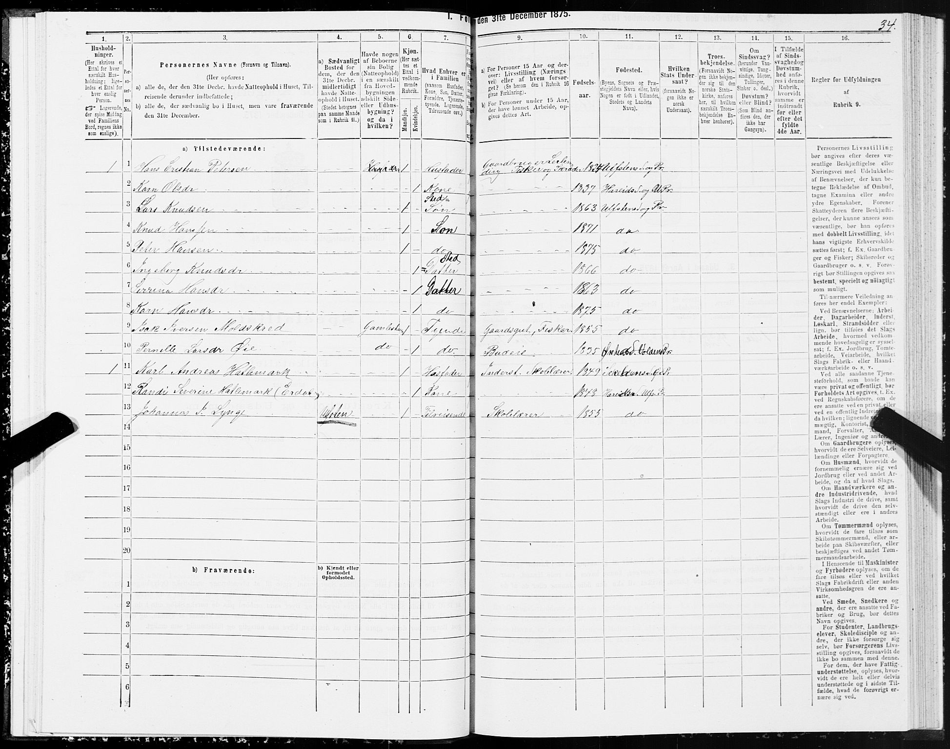 SAT, Folketelling 1875 for 1516P Ulstein prestegjeld, 1875, s. 2034