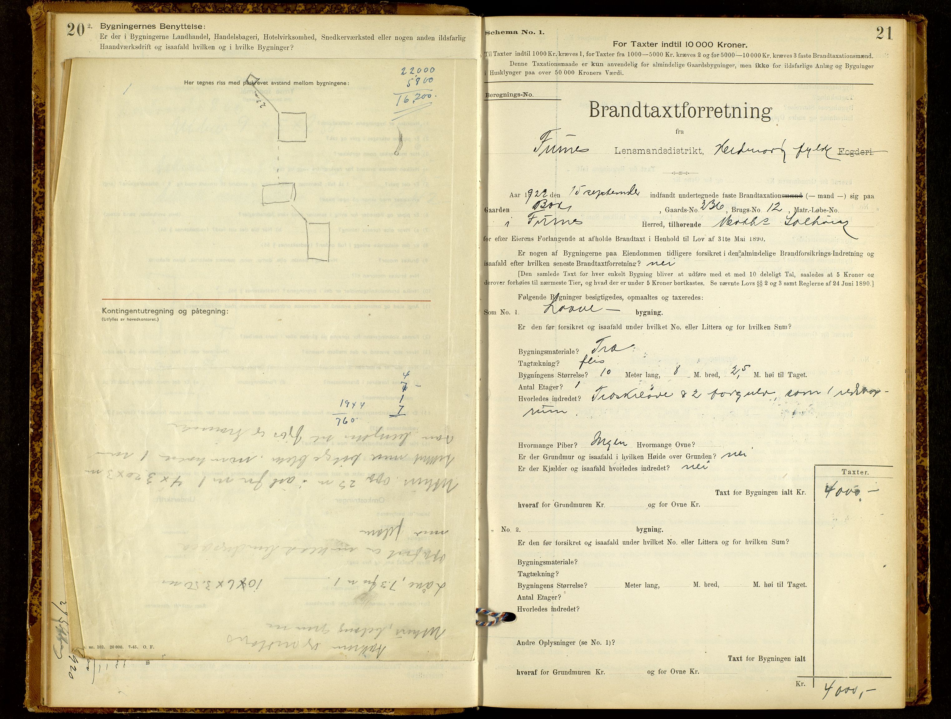 Norges Brannkasse, Furnes, AV/SAH-NBRANF-004/F/L0006: Branntakstprotokoll, 1908-1954