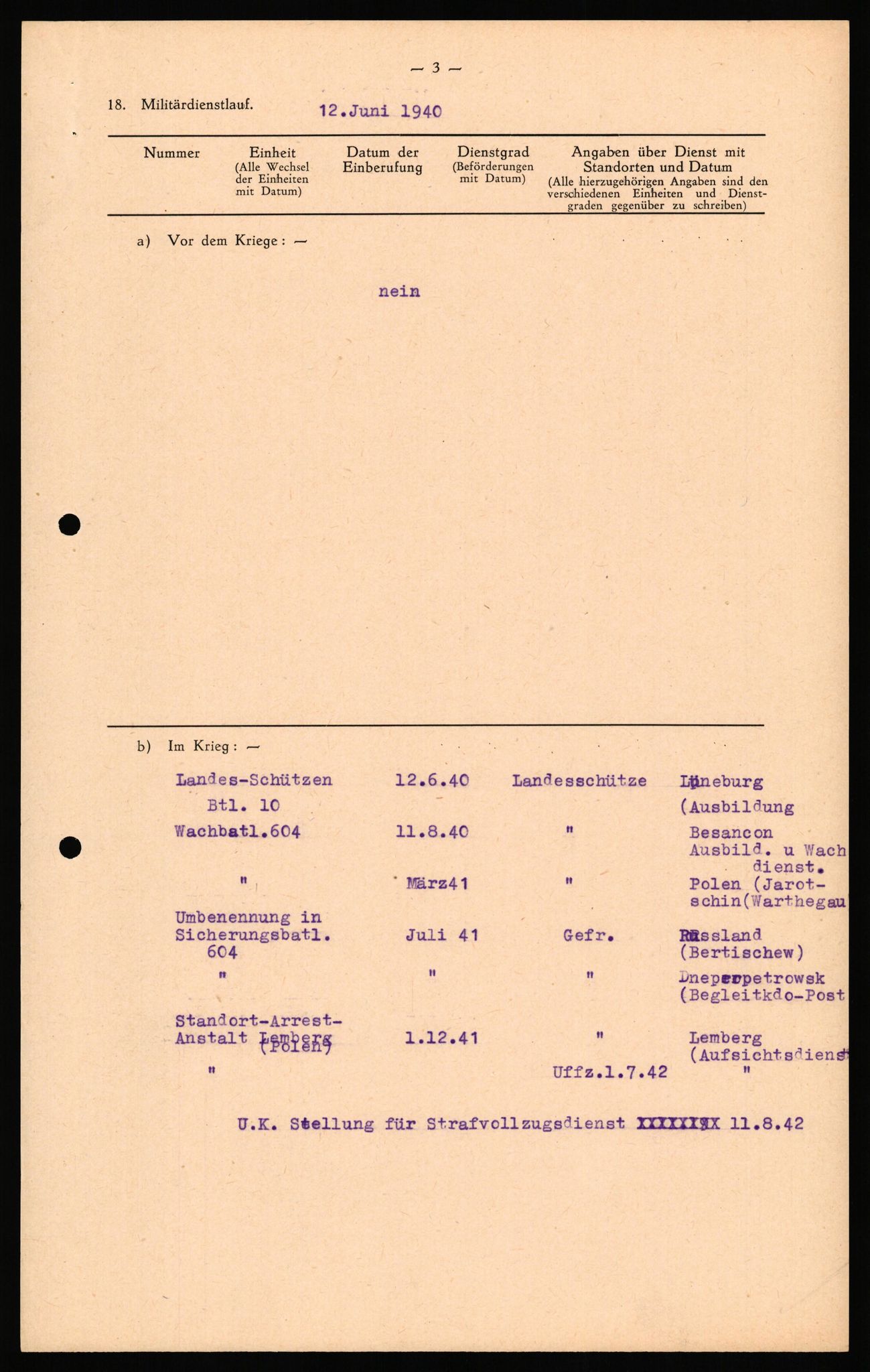 Forsvaret, Forsvarets overkommando II, RA/RAFA-3915/D/Db/L0035: CI Questionaires. Tyske okkupasjonsstyrker i Norge. Tyskere., 1945-1946, s. 94