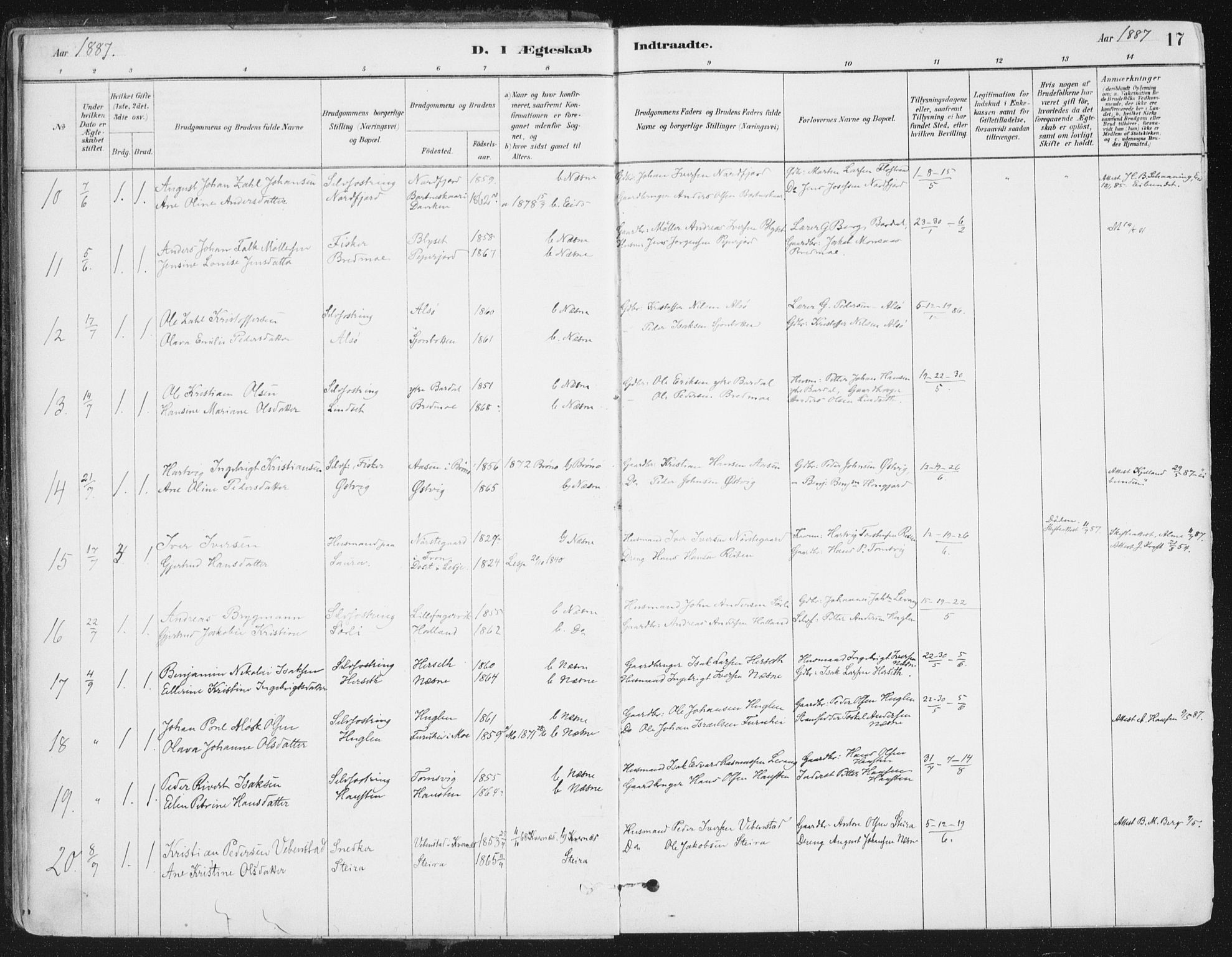 Ministerialprotokoller, klokkerbøker og fødselsregistre - Nordland, SAT/A-1459/838/L0553: Ministerialbok nr. 838A11, 1880-1910, s. 17