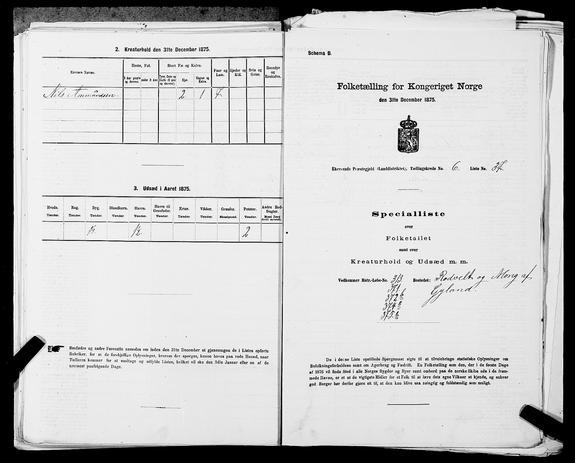 SAST, Folketelling 1875 for 1116L Eigersund prestegjeld, Eigersund landsokn og Ogna sokn, 1875, s. 714