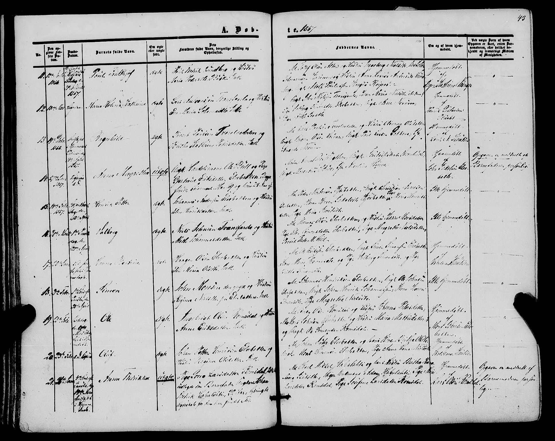 Alta sokneprestkontor, AV/SATØ-S-1338/H/Ha/L0001.kirke: Ministerialbok nr. 1, 1858-1878, s. 43